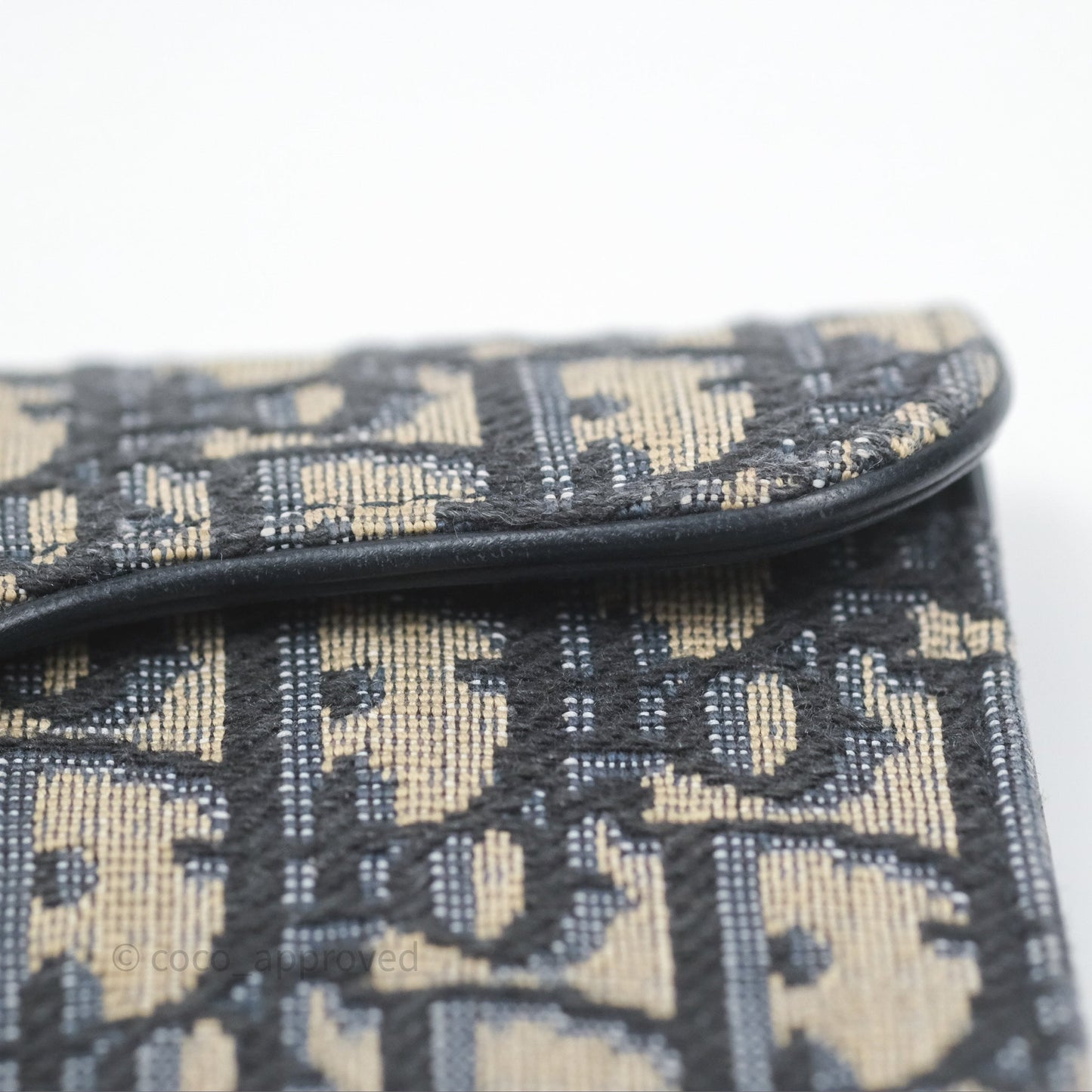 Christian Dior Saddle Flap Card Holder Blue Dior Oblique Jacquard