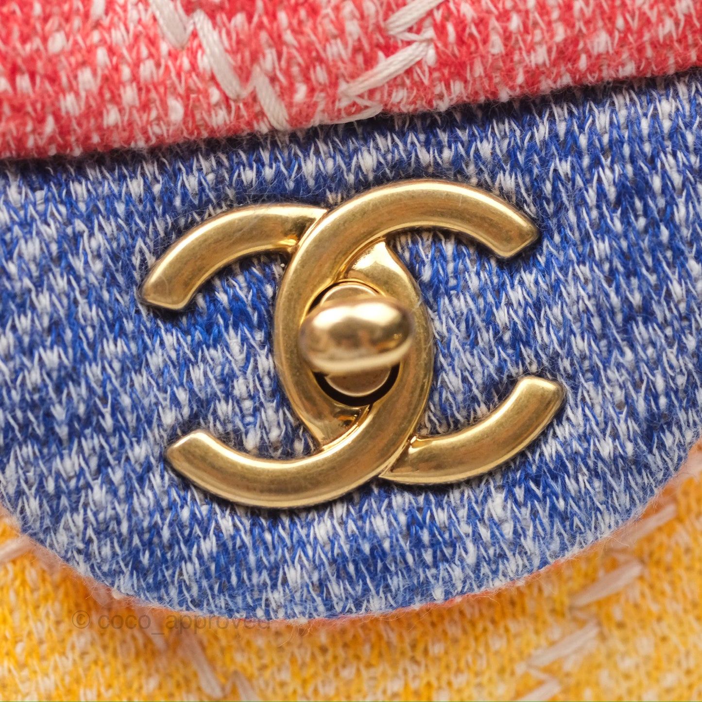 Chanel Denim Quilted Medium Flap Rainbow Gold Hardware