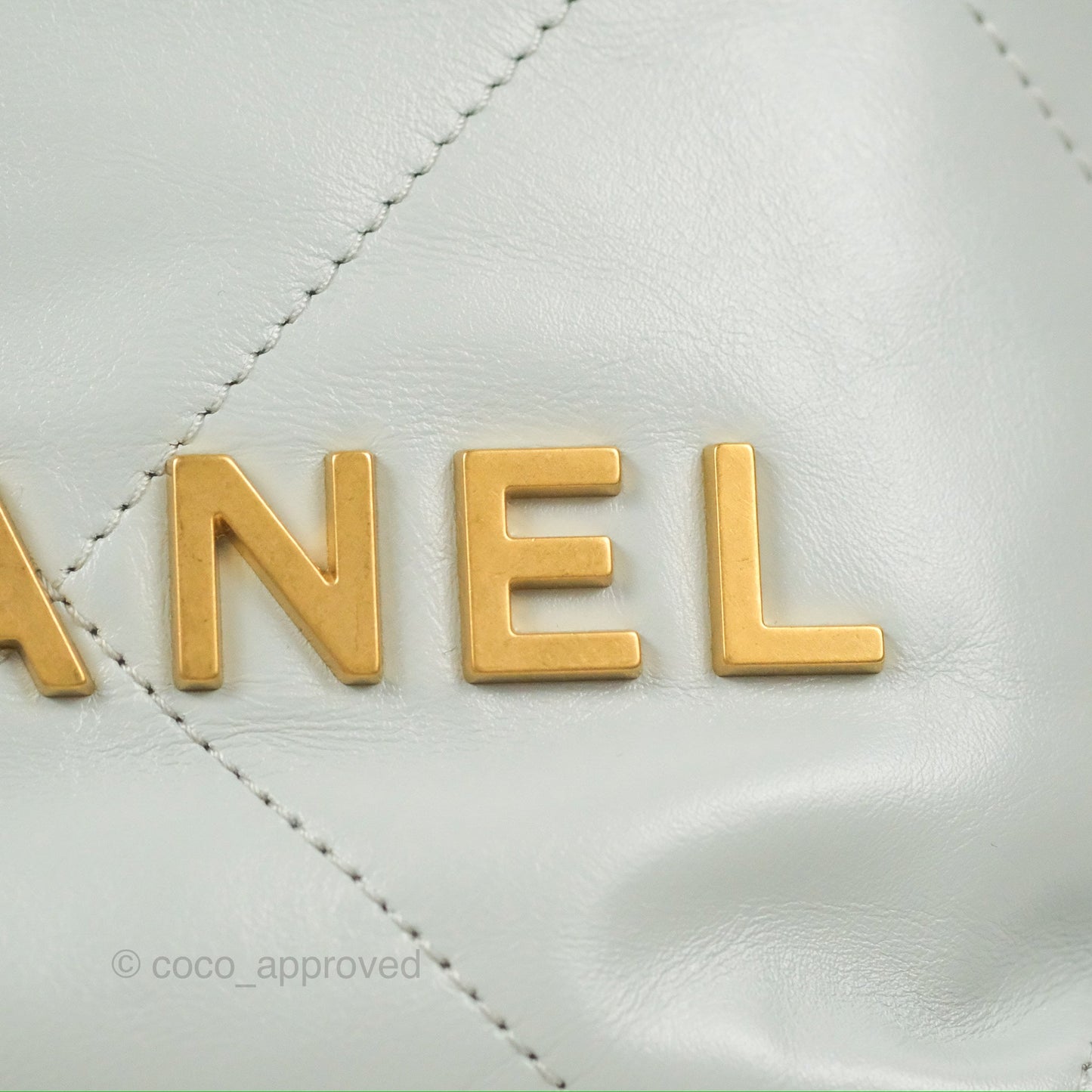 Chanel 22 Mini Bag Light Blue Grey Shiny Calfskin