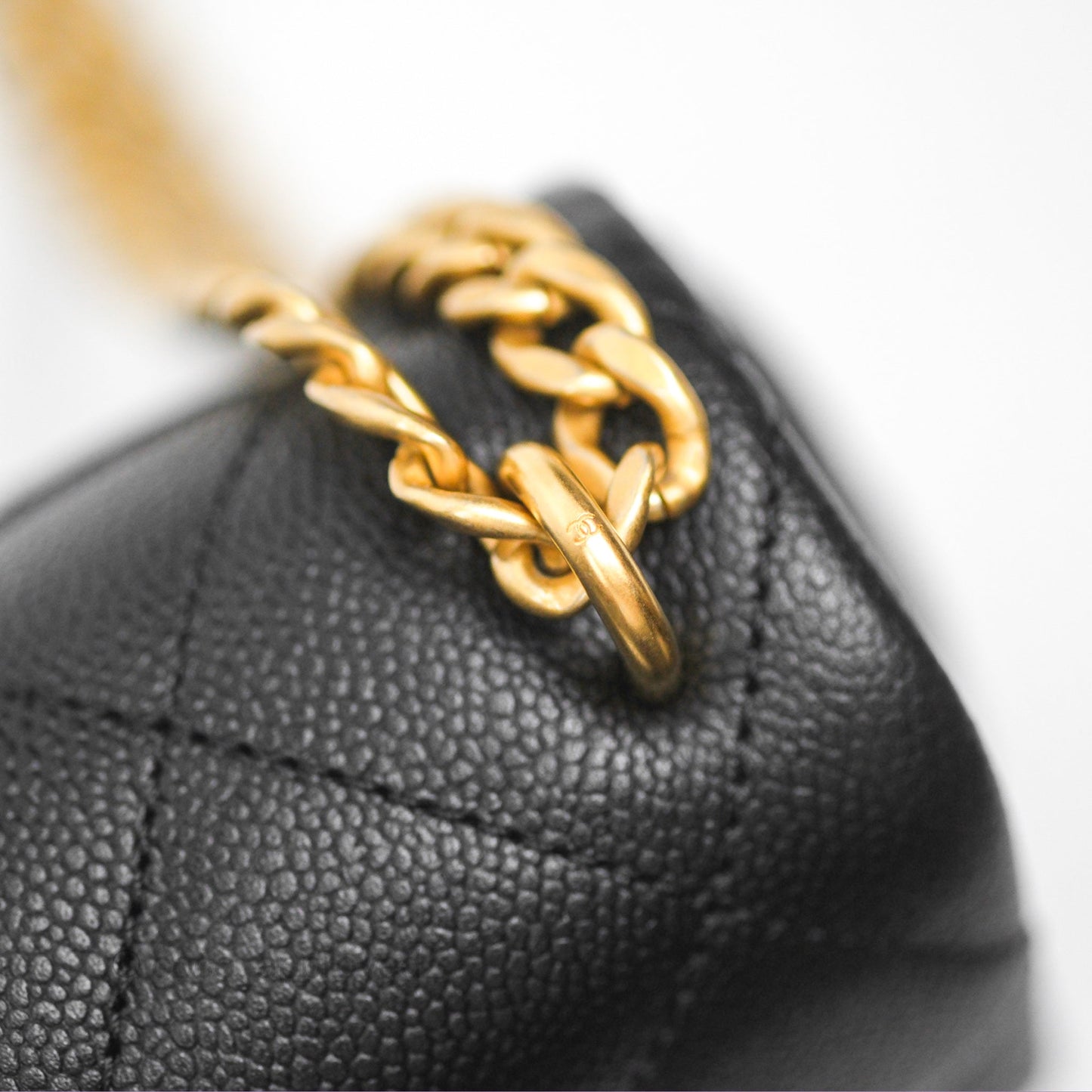 Chanel Mini Flap Bag Heart Adjustable Chain Black Caviar Aged Gold Hardware