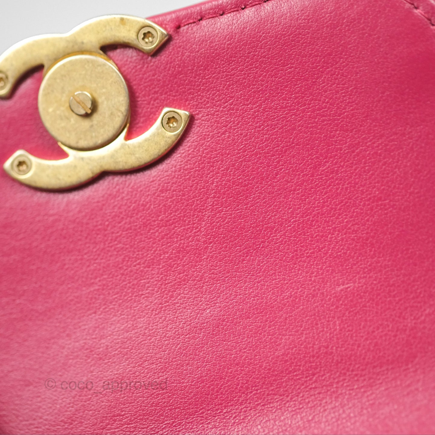 Chanel Quilted Perfect Fit Dark Pink Phone Holder Aged Gold Hardware
