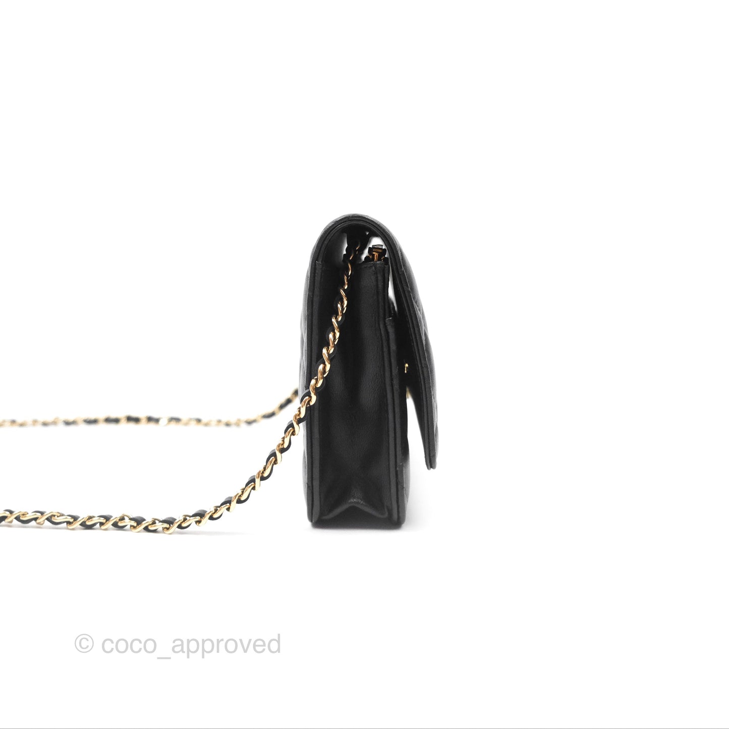 Chanel Quilted Classic Wallet on Chain WOC Black Lambskin Gold Hardware