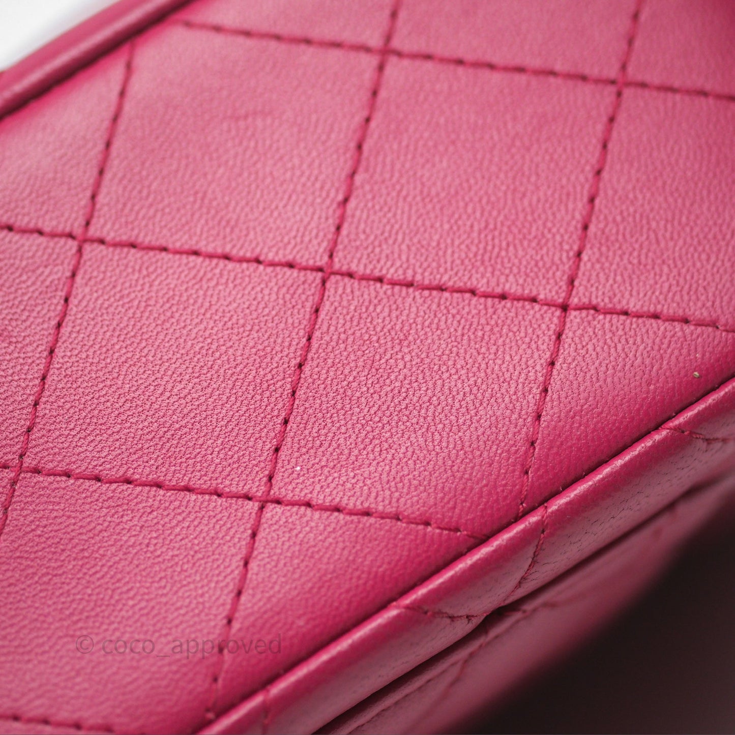 Chanel Quilted Mini Rectangular Flap Dark Pink Lambskin Silver Hardware