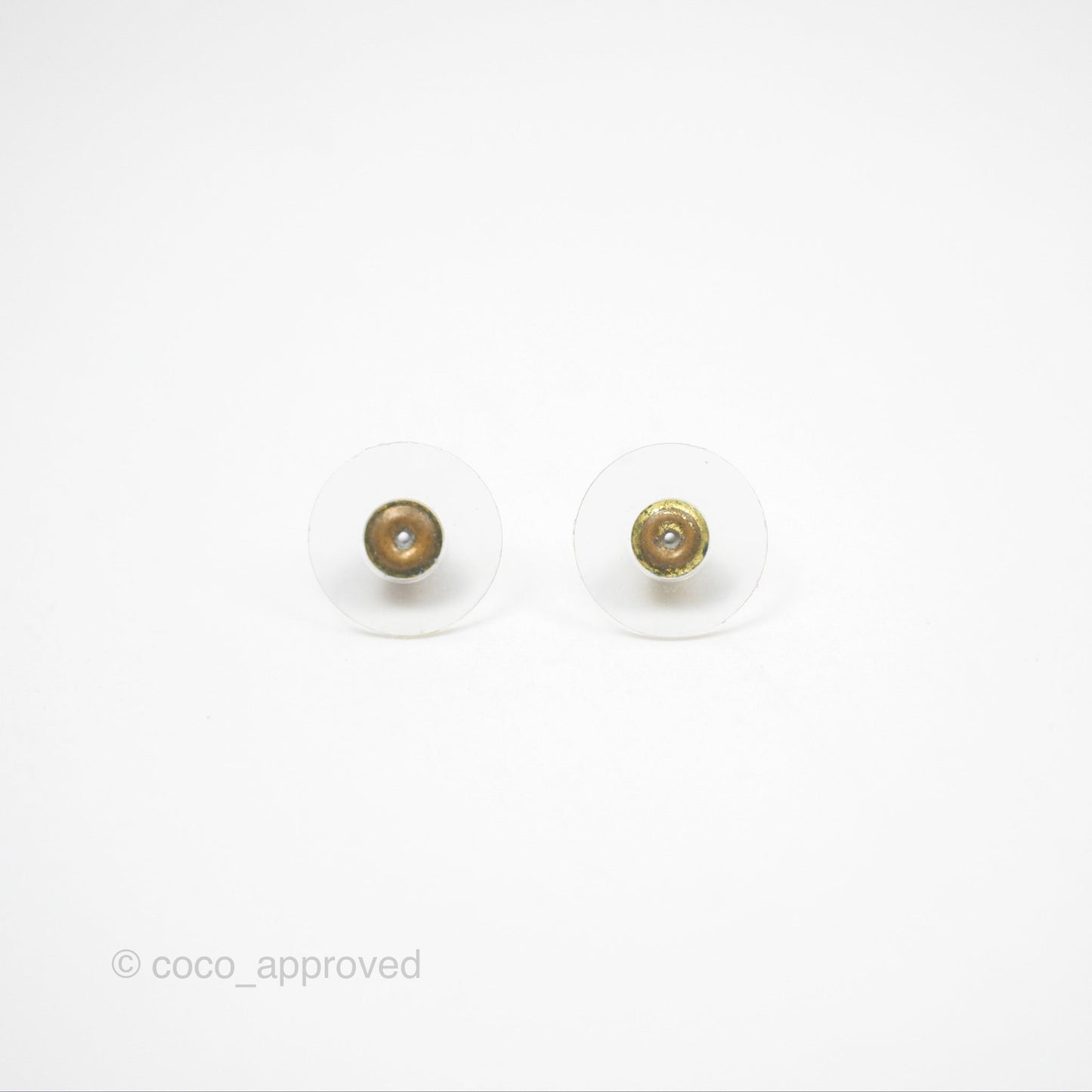 Chanel CC Pearl Heart Drop Earrings Gold Tone 22C