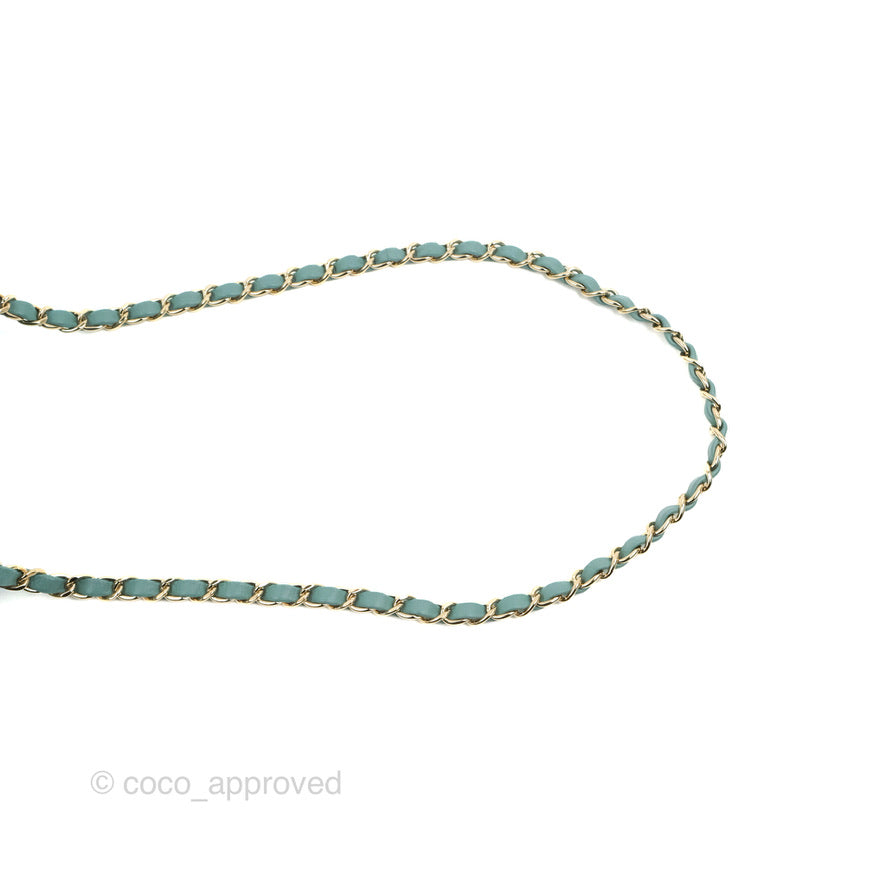 Chanel Mini Square Teal Green Lambskin Gold Hardware