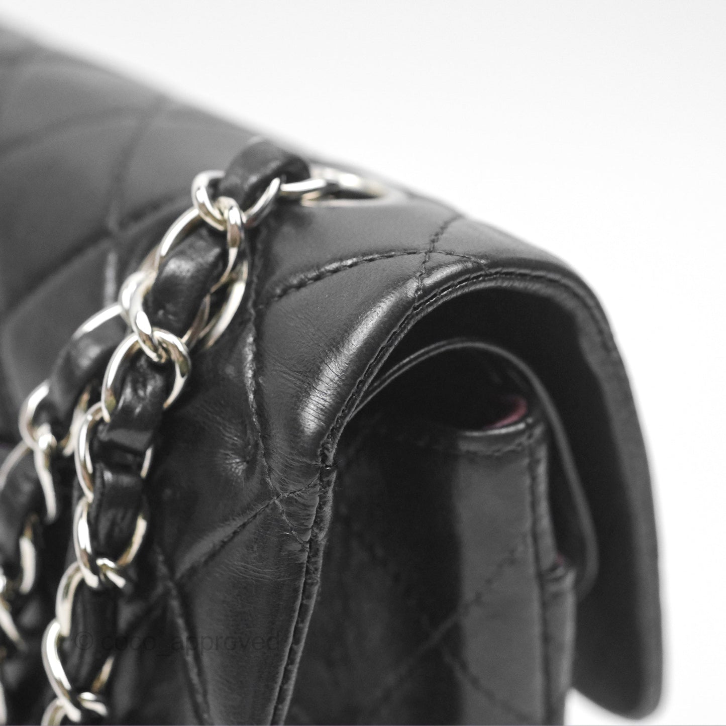 Chanel Vintage Small Classic Flap Black Lambskin Silver Hardware
