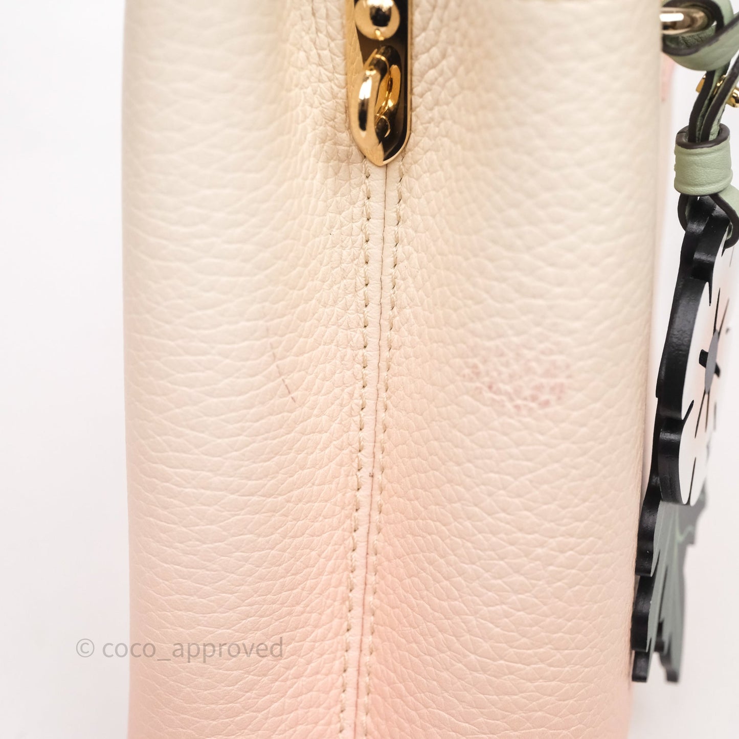 Louis Vuitton Capucines BB Creme Rose Jade Taurillon Leather Gold Hardware