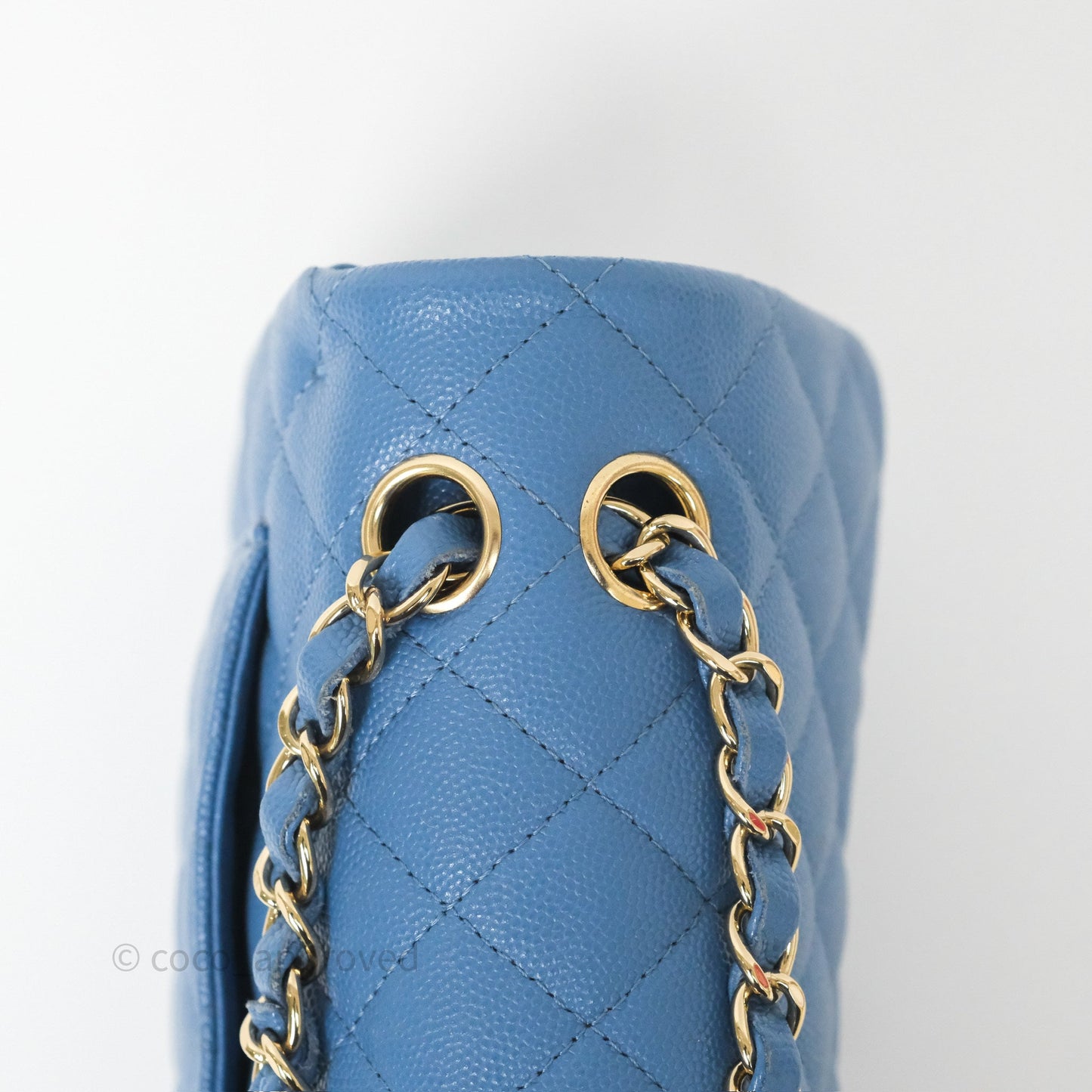 Chanel Small Classic Quilted Flap Blue Caviar Gold Hardware
