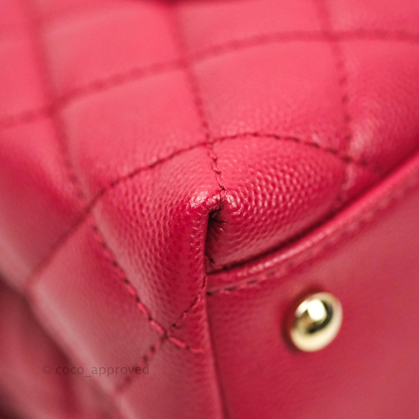 Chanel Mini (Small) Coco Handle Quilted Red Caviar Gold Hardware 21A