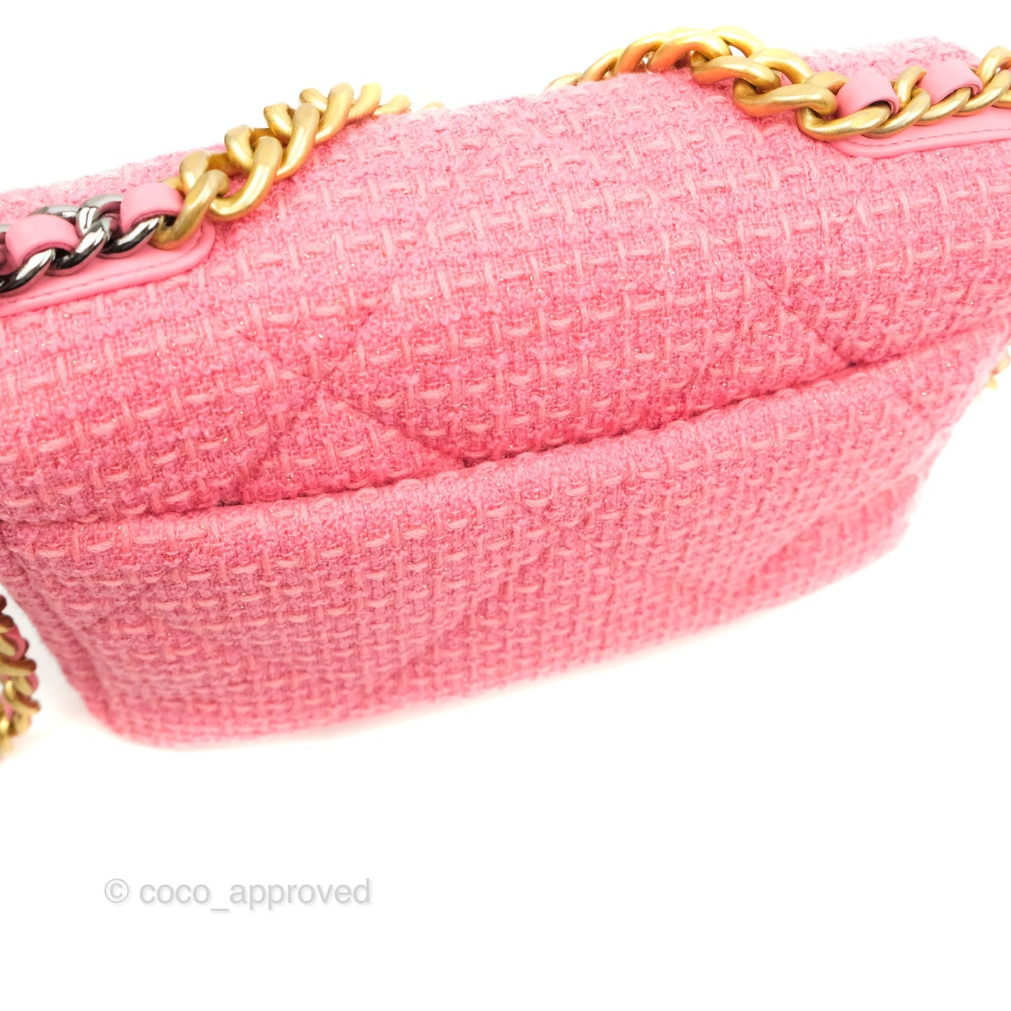 Chanel 19 Small Tweed Pink Glitter Mixed Hardware