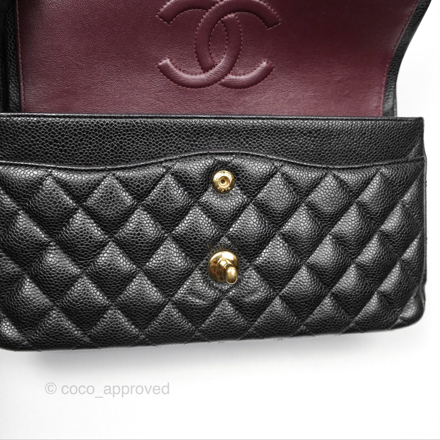 Chanel Classic M/L Medium Flap Quilted Black Caviar Gold Hardware