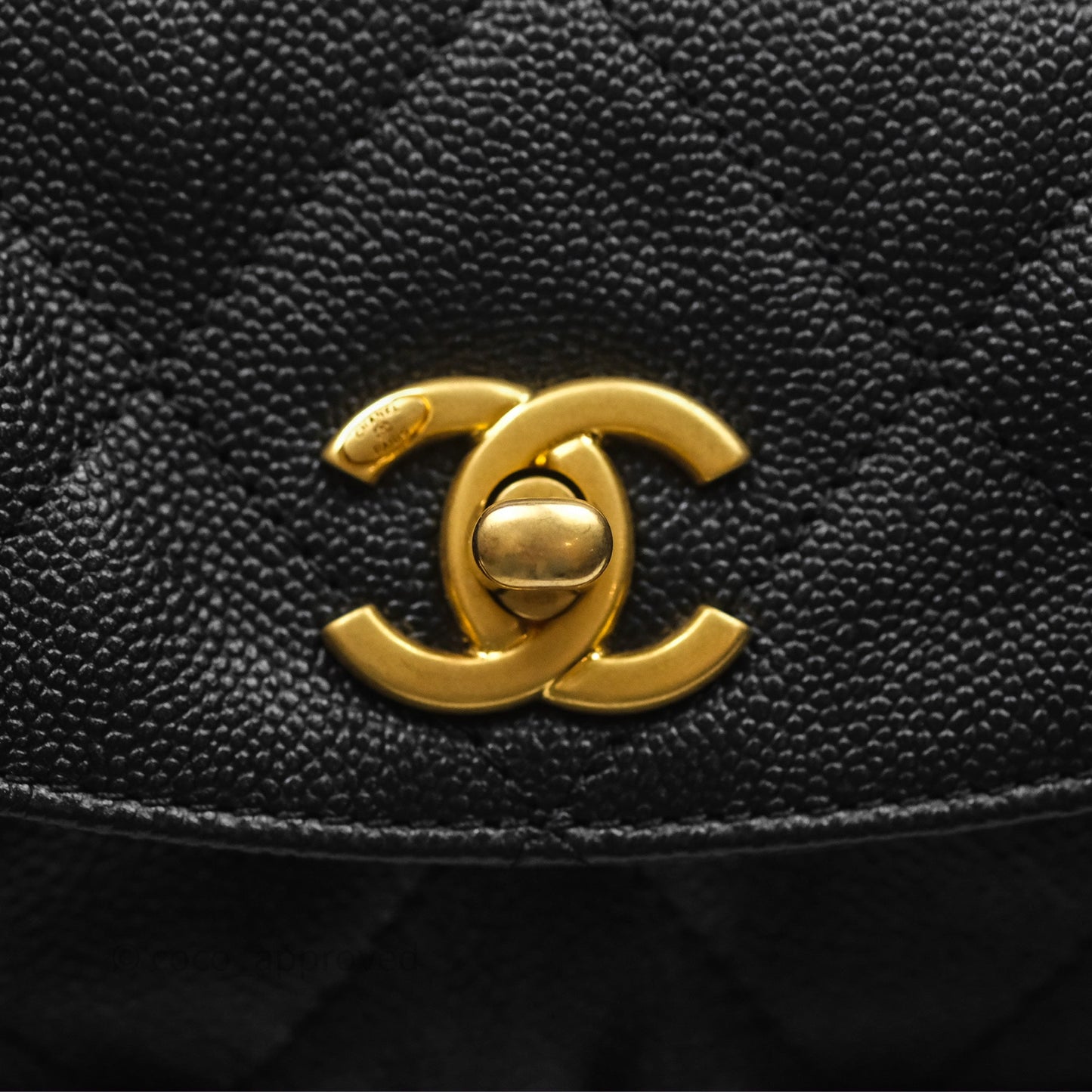 Chanel Double Pocket Hobo Bag Black Caviar Brushed Gold Hardware