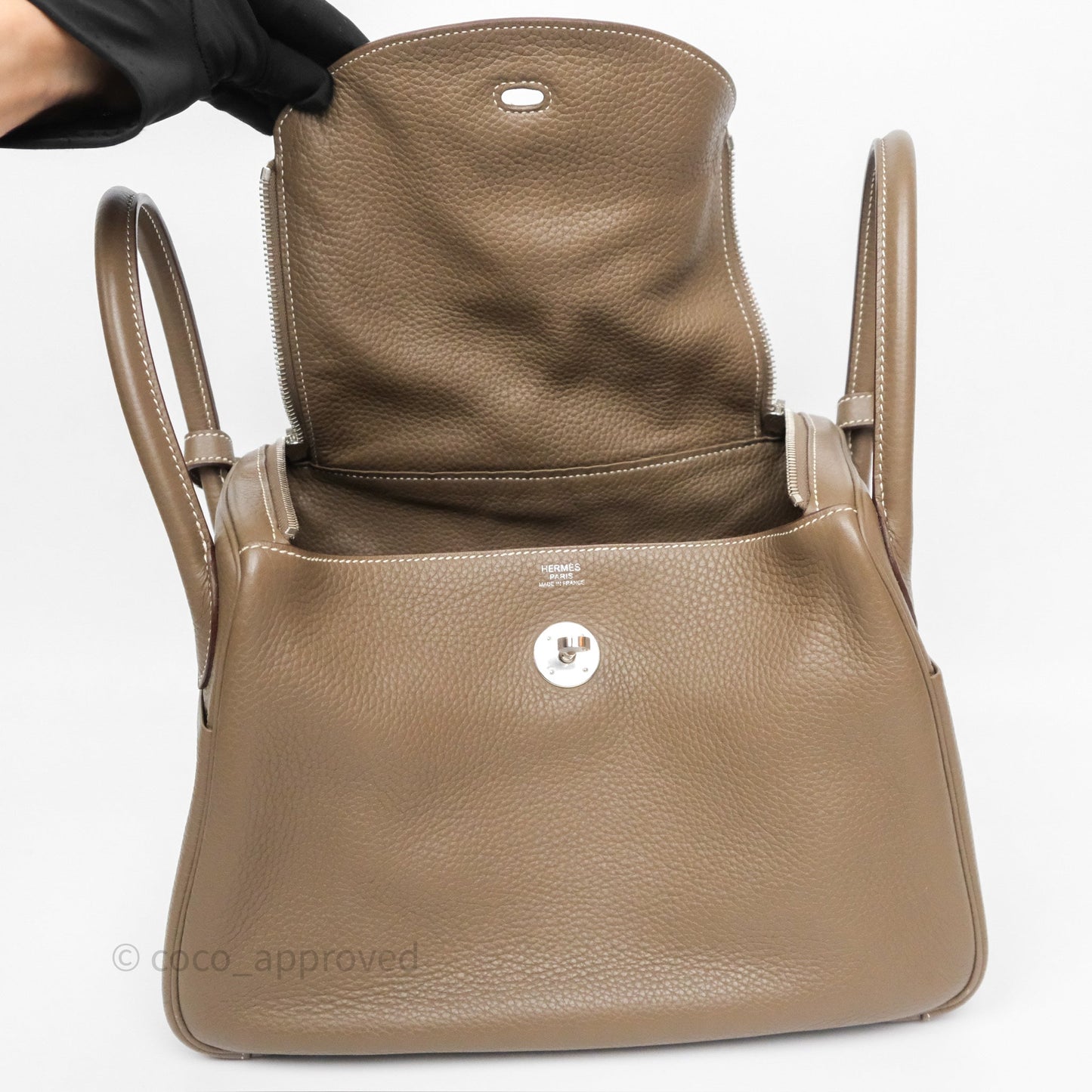 Hermès Lindy 30 Etoupe 18 Clemence Palladium Hardware
