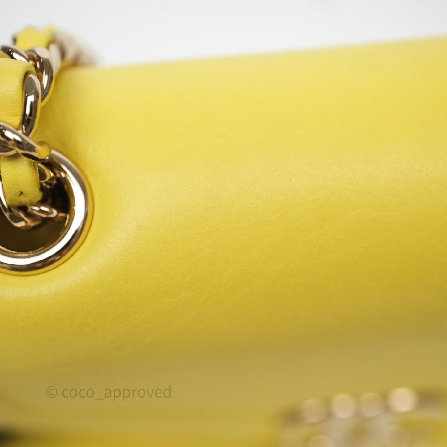 Chanel Chevron Square Envelope Flap Bag Yellow Calfskin Gold Hardware 19C