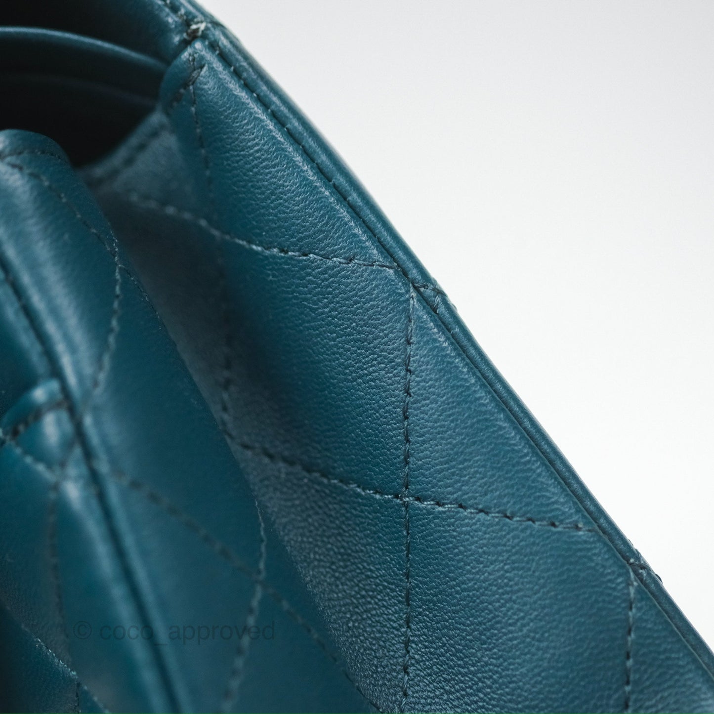 Chanel Classic M/L Medium Flap Quilted Teal Lambskin Silver Hardware