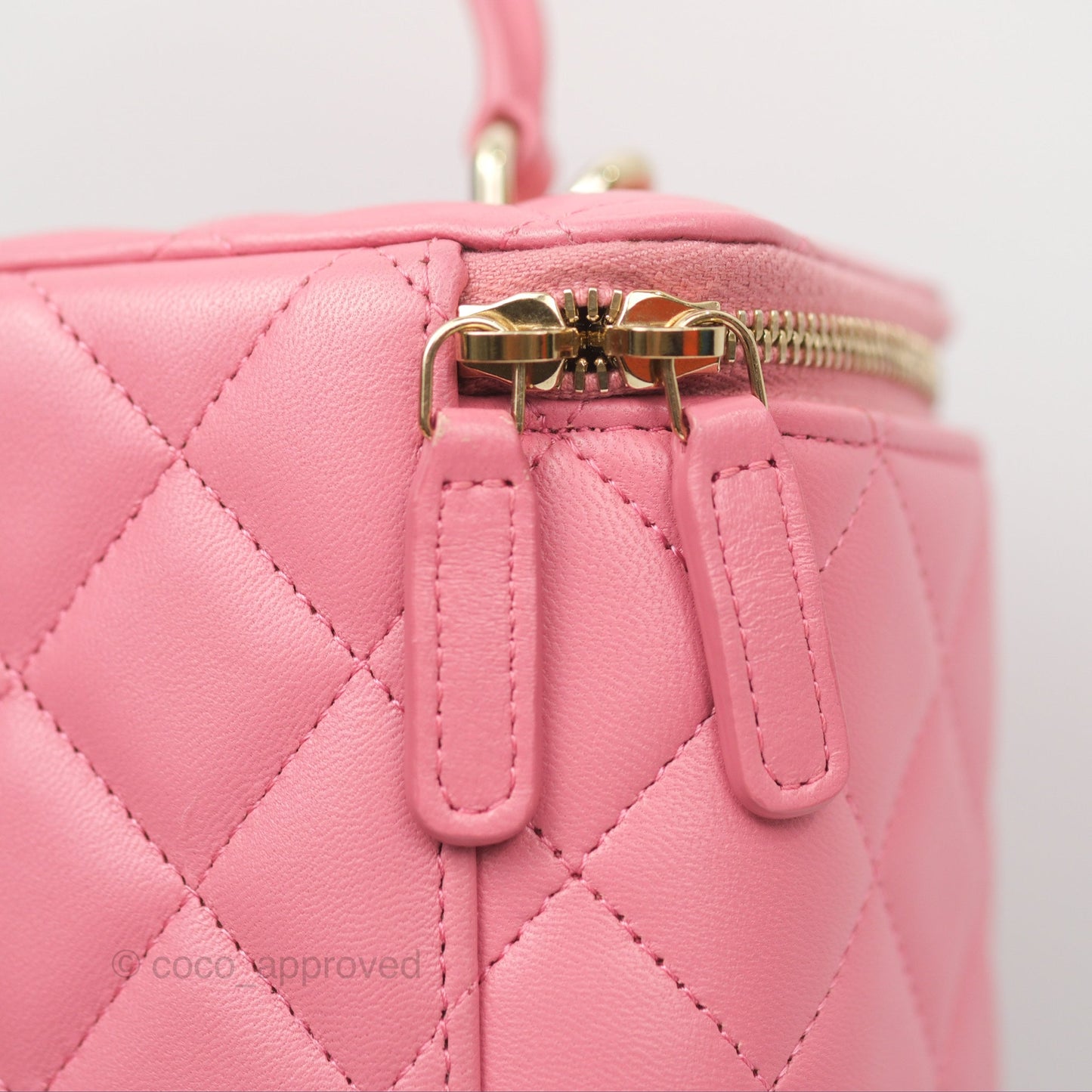 Chanel Vanity Rectangular Top Handle Pink Lambskin Gold Hardware