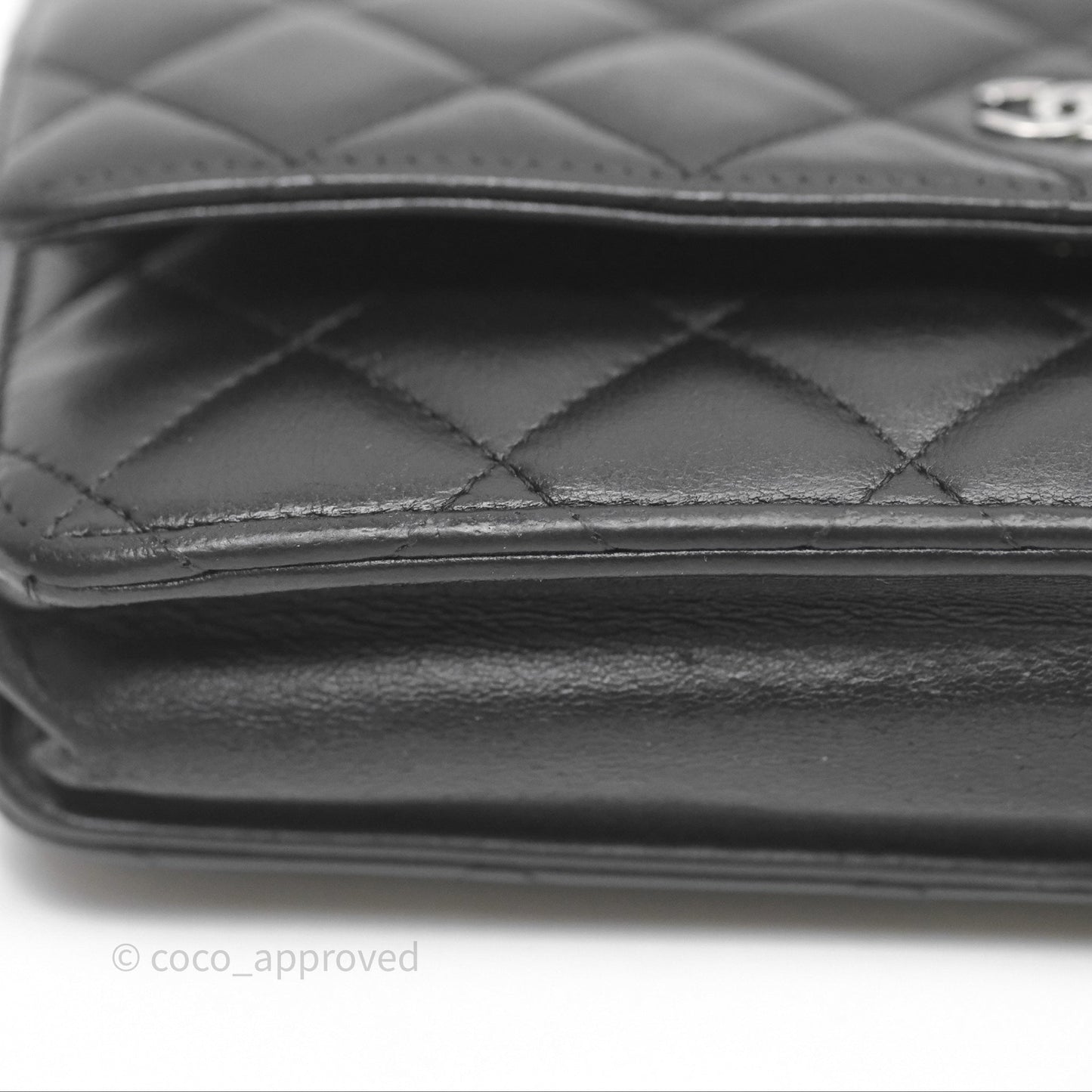 Chanel Quilted WOC Black Lambskin Silver Hardware