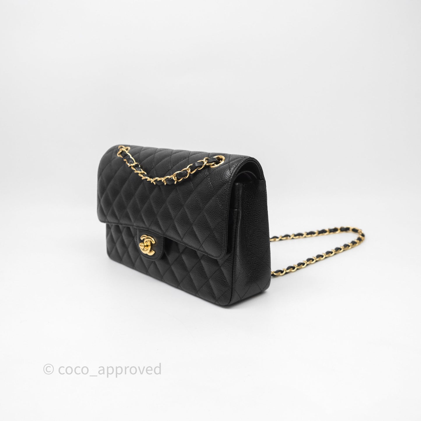 Chanel Classic Medium Flap Quilted Black Caviar Gold Hardware