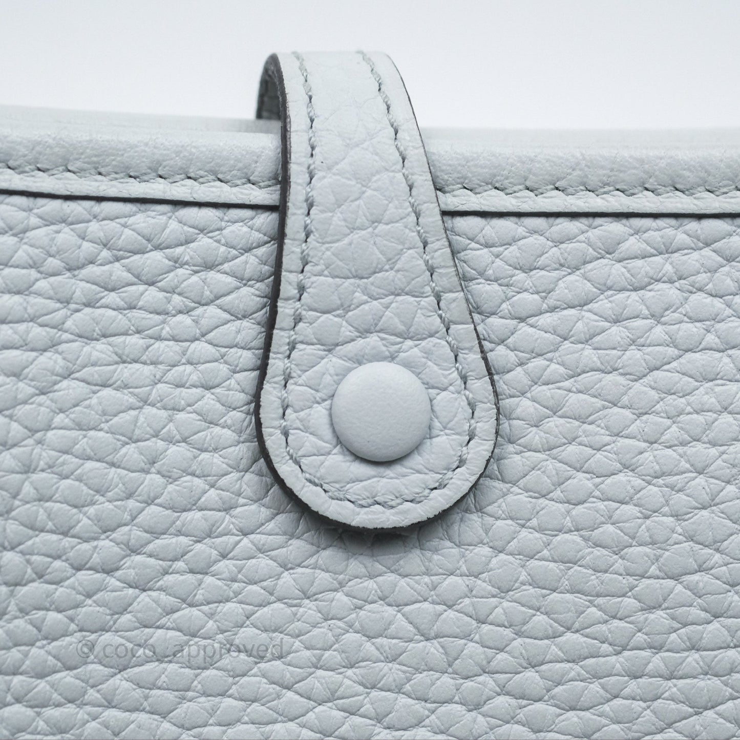Hermès Mini Evelyne 16 Bleu Pale 08 Clemence Palladium Hardware