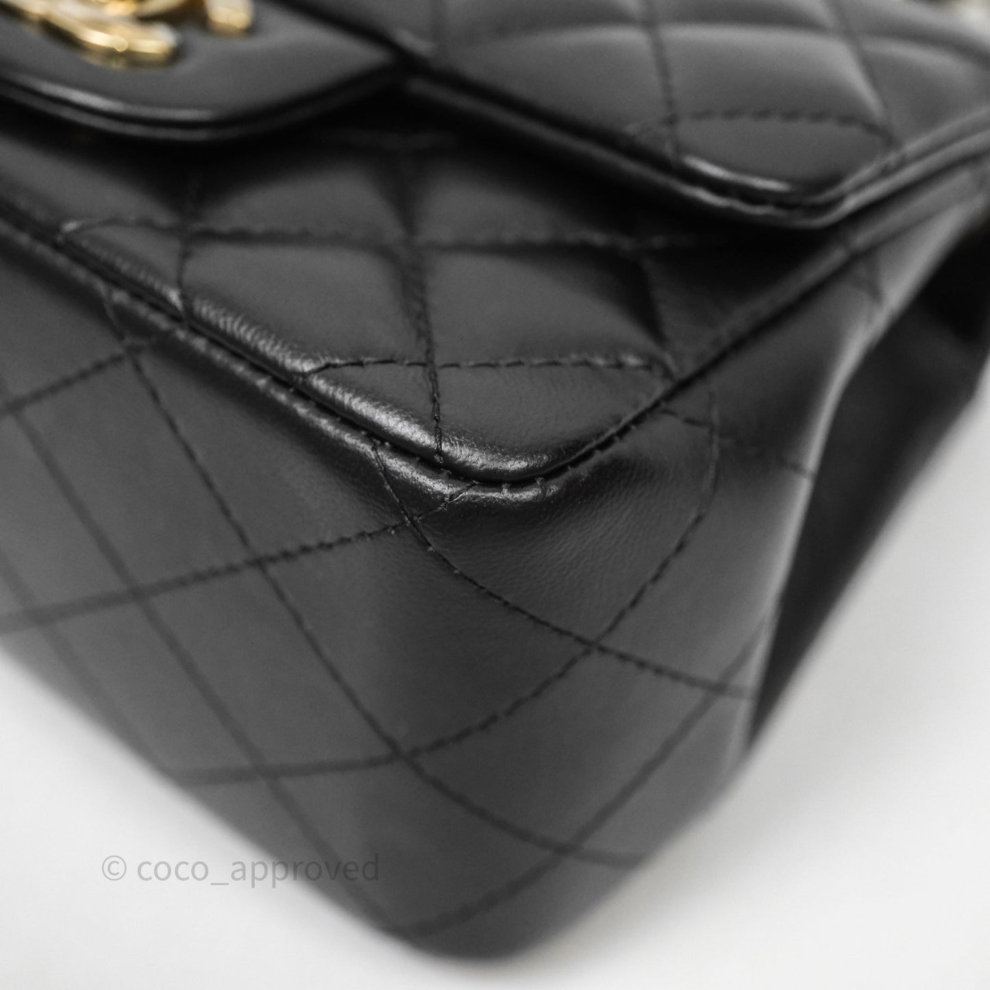 Chanel Mini Square Quilted Black Lambskin Gold Hardware