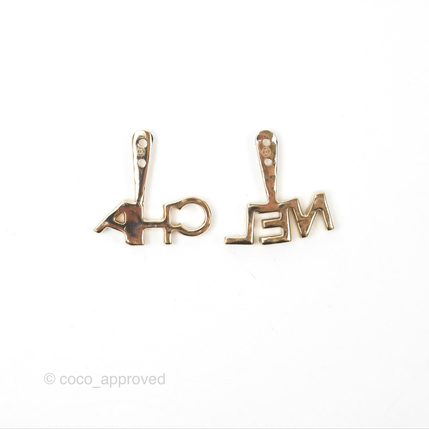 Chanel Pearl CC Logo CHA-NEL Crystal Earrings Gold Tone 21A