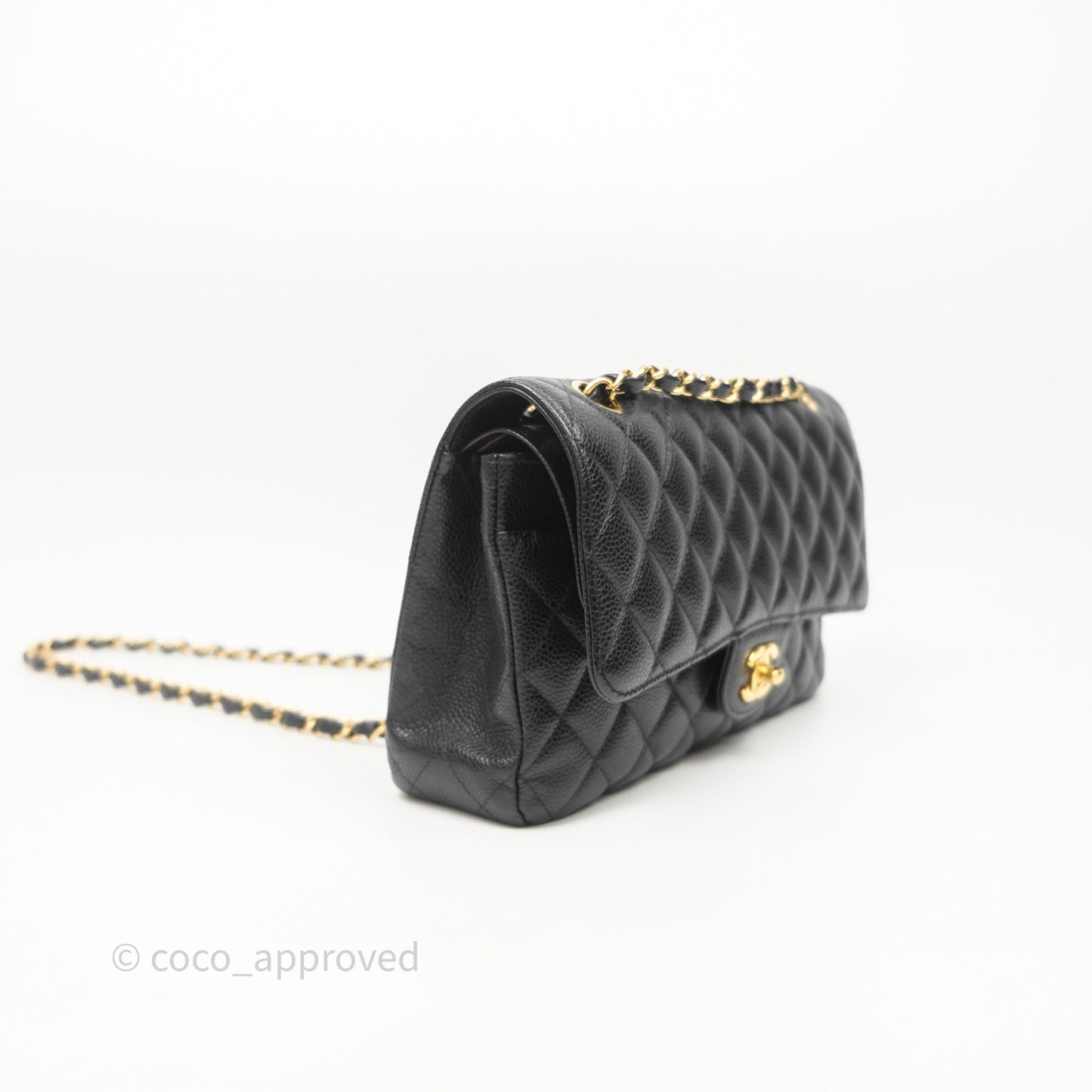 Chanel Classic M/L Medium Flap Quilted Black Caviar Gold Hardware