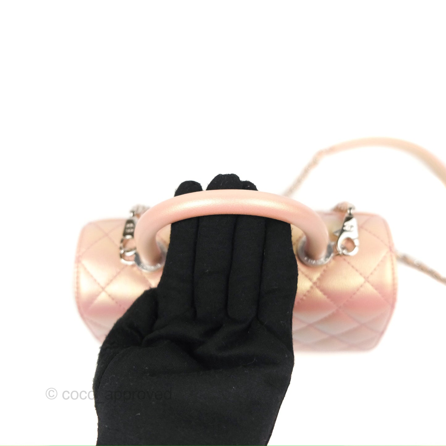 Chanel Small Quilted Coco Handle Iridescent Pink Caviar Rainbow Hardware