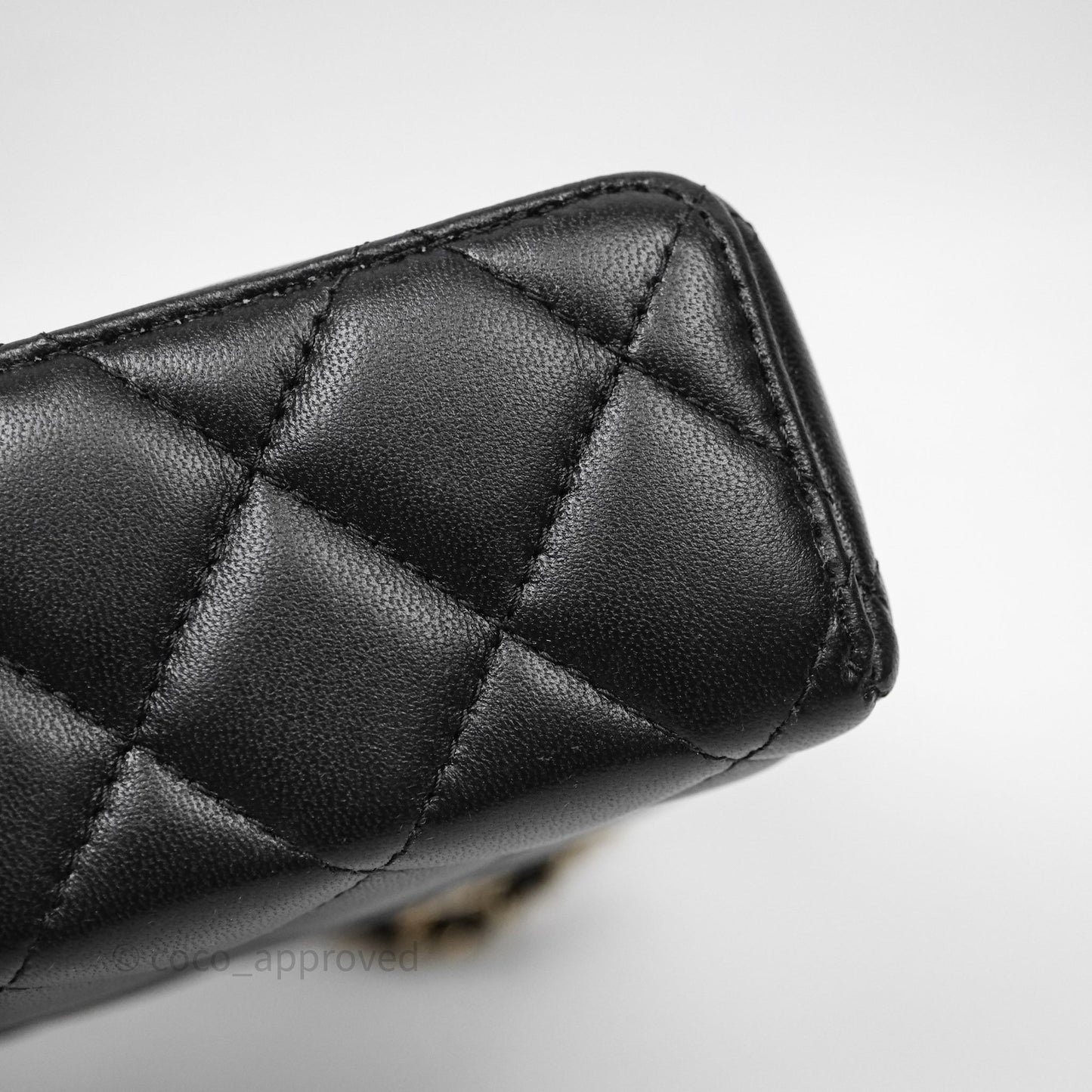 Chanel Top Handle Long Vanity with Chain Black Lambskin Gold Hardware