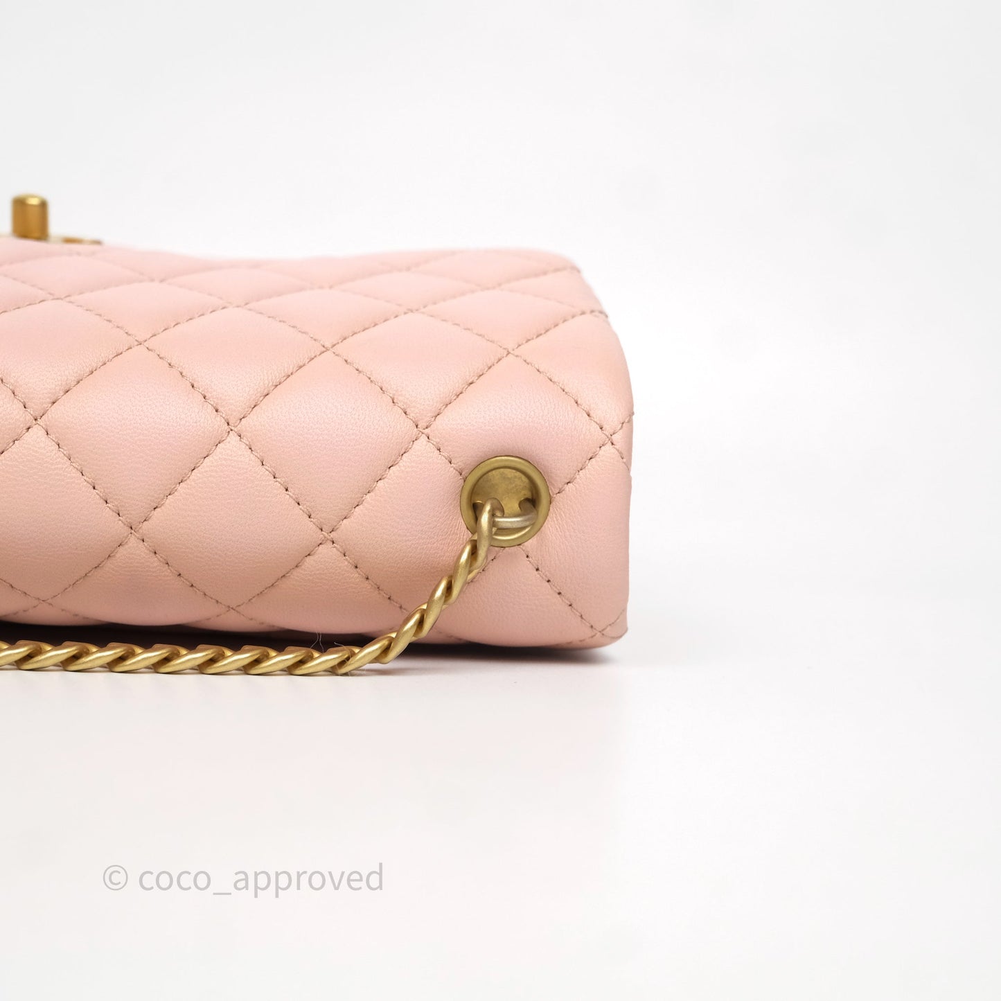 Chanel Quilted Flap Bag With Camellia Adjustable Lambskin Pink Aged Gold Hardware