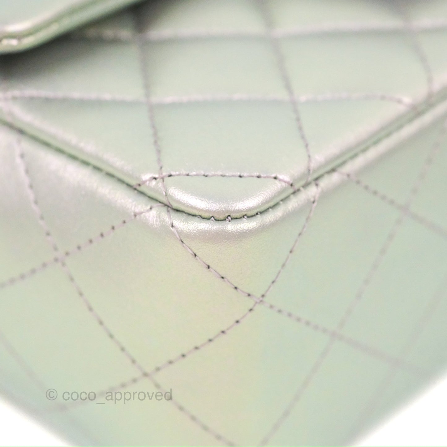Chanel Quilted Mini Rectangular Iridescent Lilac Calfskin Silver Hardware