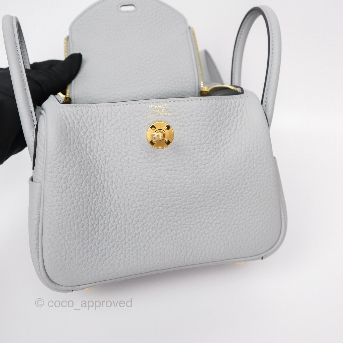 Hermès Mini Lindy 20 Blue Glacier 8U Clemence Gold Hardware