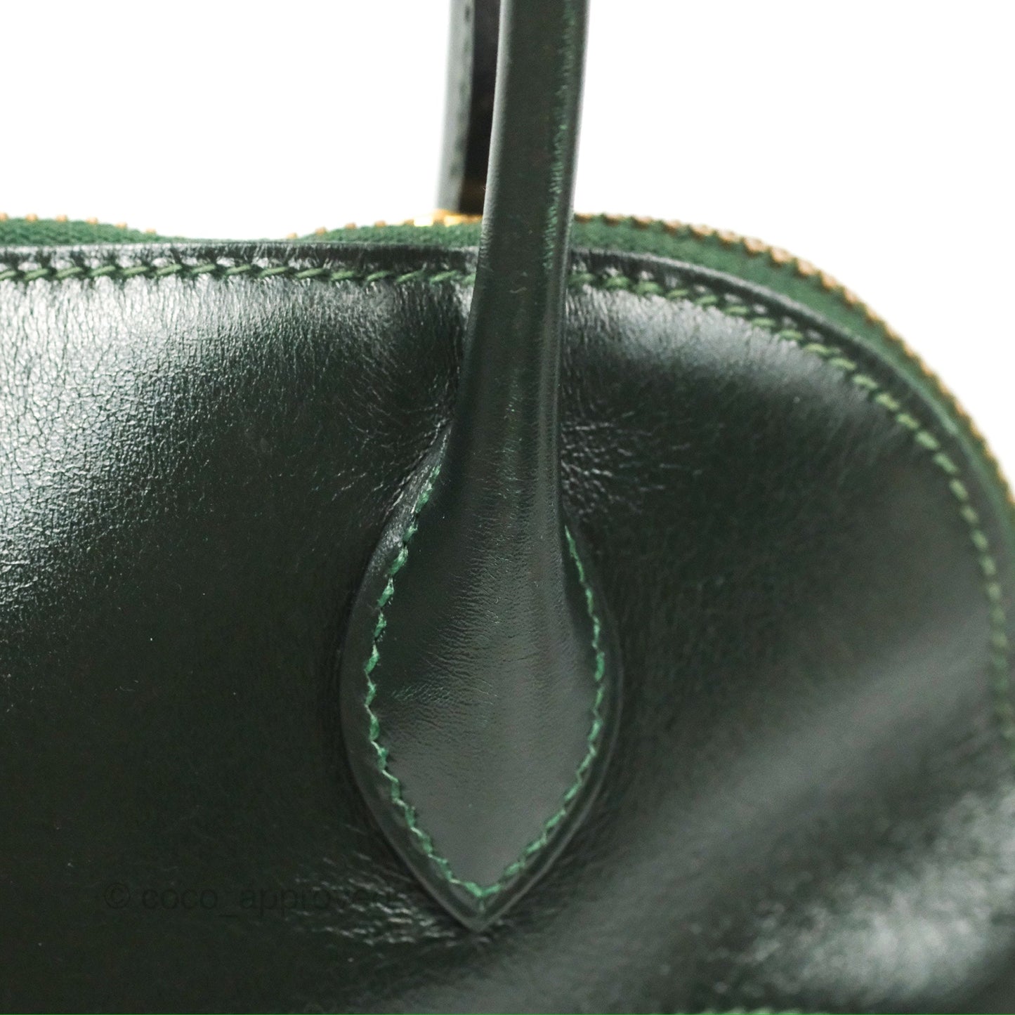Hermès Vintage Bolide 27 Dark Green Box Leather Gold Hardware