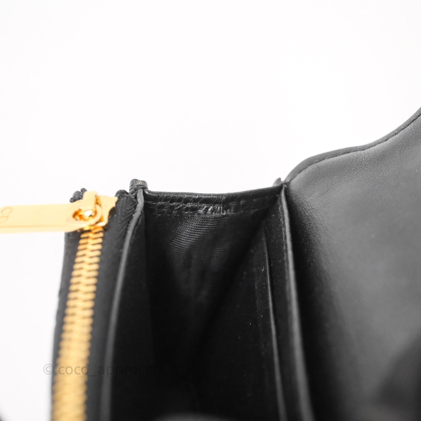 Dior Caro Glycine Wallet Black Supple Cannage Calfskin Gold Hardware