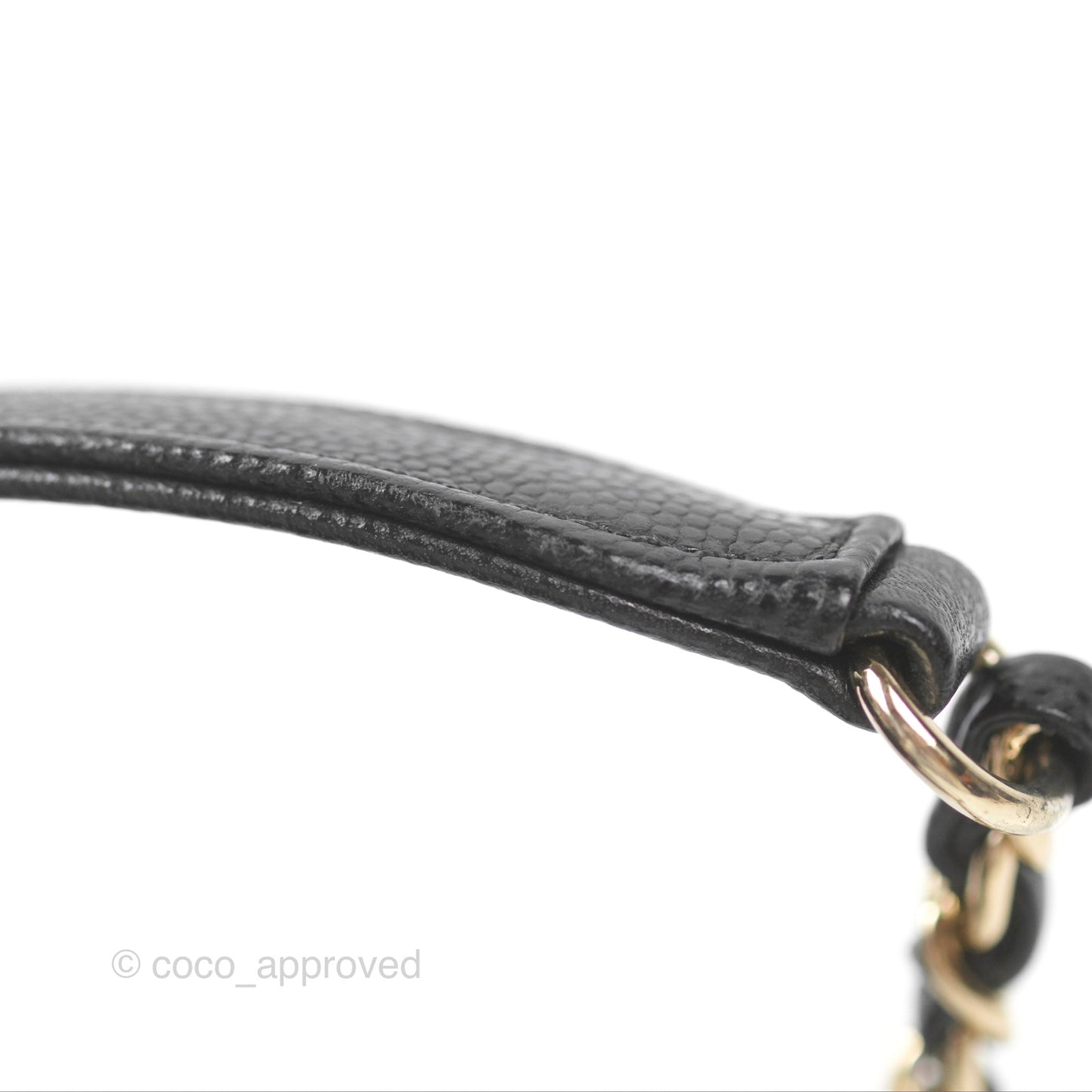 Chanel Small Coco Handle Black Caviar Gold Hardware Lizard Embossed Handle