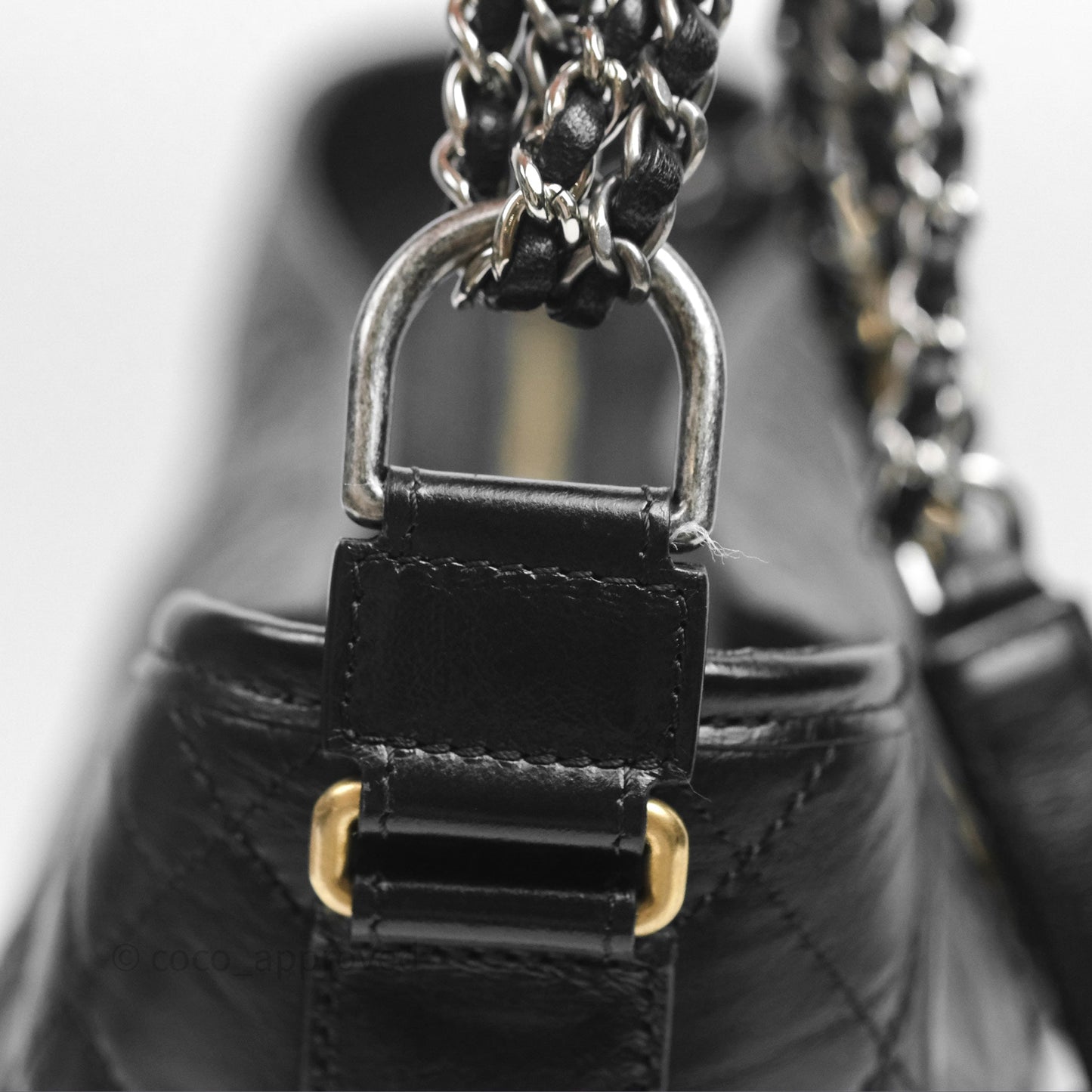 Chanel Large Gabrielle Hobo Black Aged Calfskin Mixed Hardware