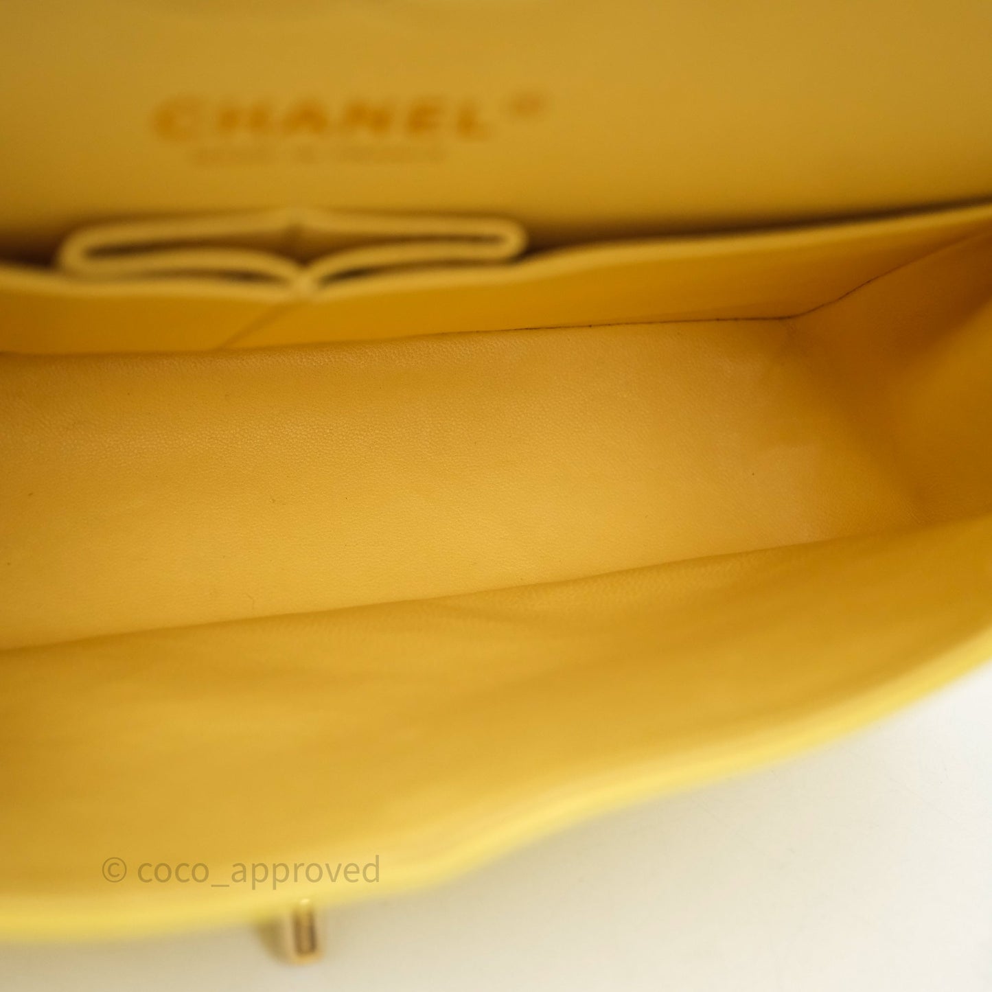 Chanel Small Classic Flap Quilted Yellow Caviar Gold Hardware