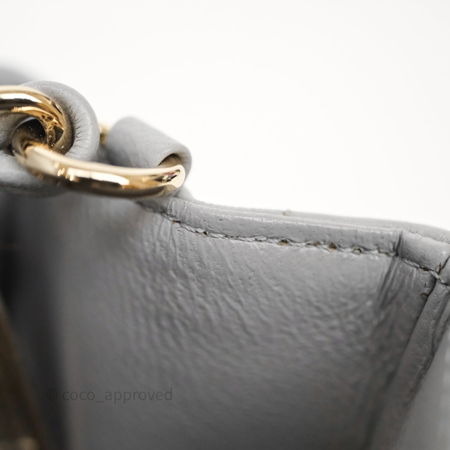Chanel Mini Rectangular Chevron Grey Lambskin Light Gold Hardware