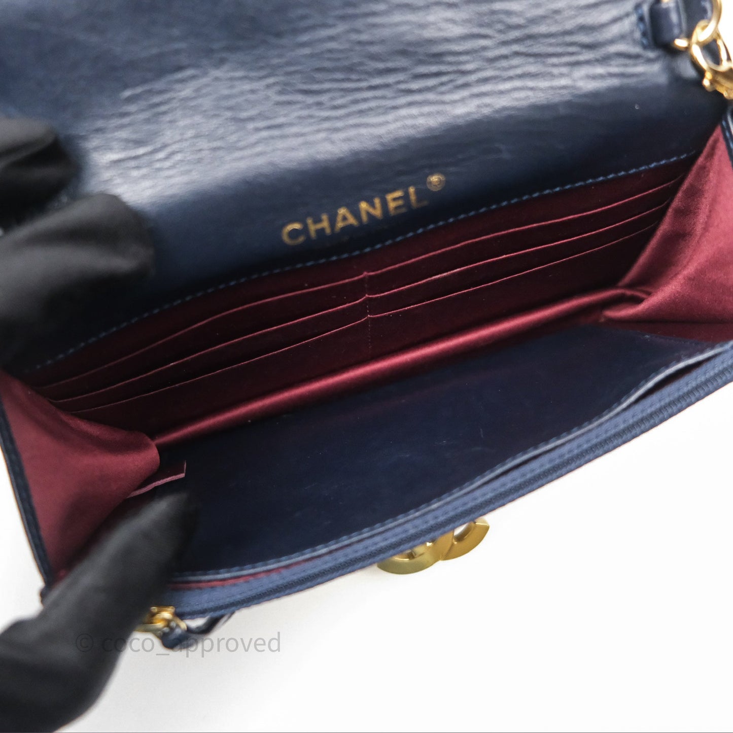 Chanel Golden Class Wallet on Chain WOC Navy Lambskin Gold Hardware