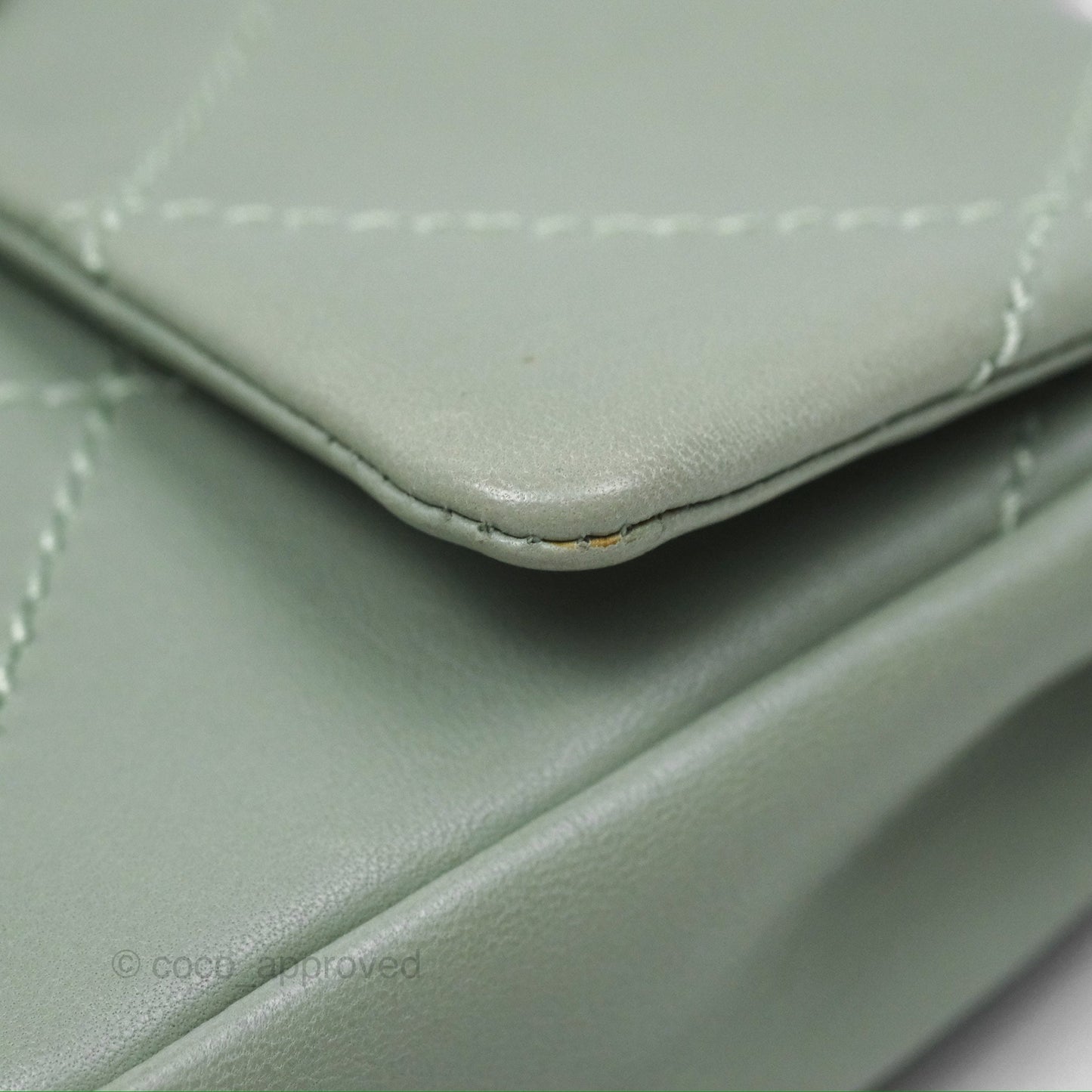 Chanel CC East West Flap Bag Lambskin Mint Green Silver Hardware