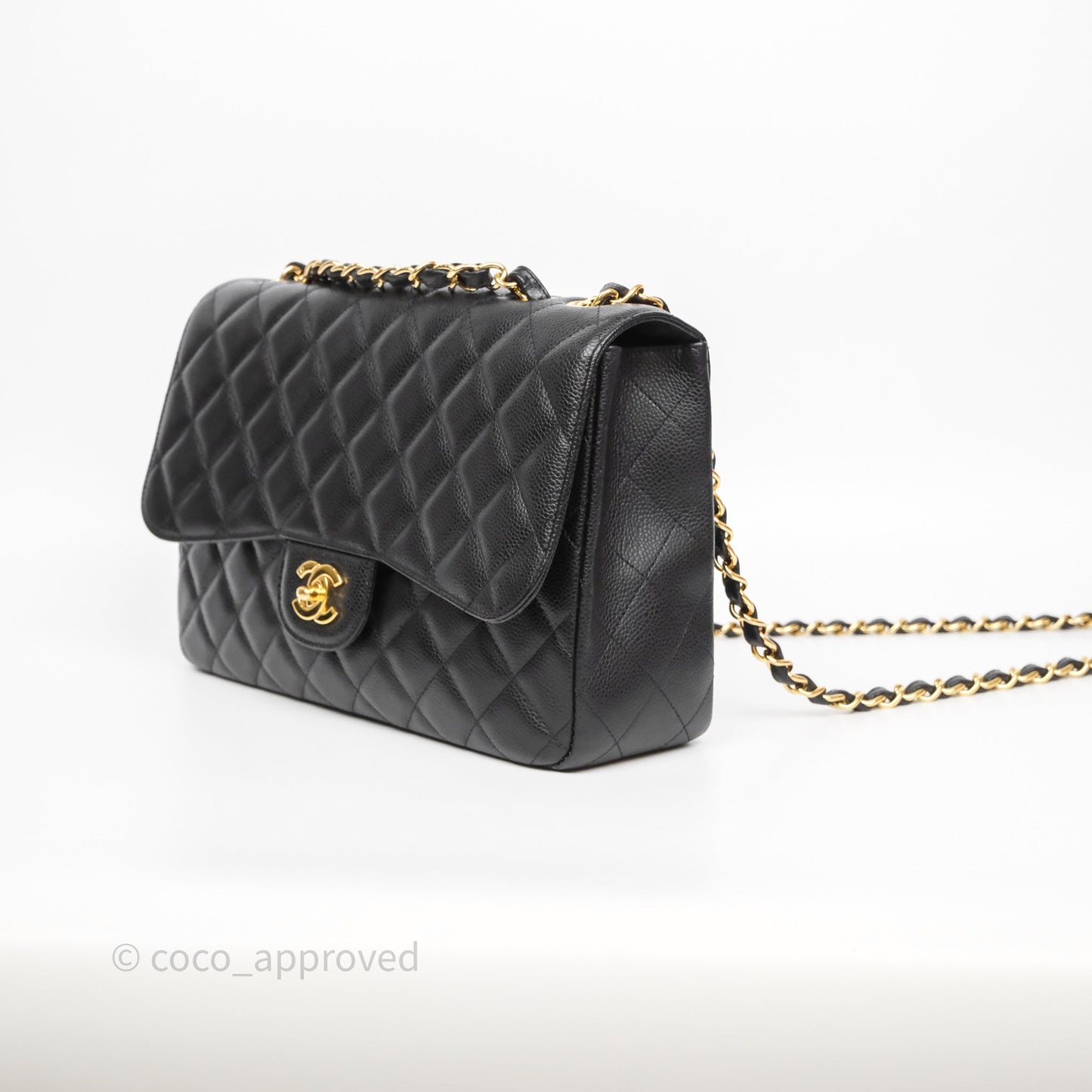 Chanel Jumbo Single Flap Black Caviar Gold Hardware⁣⁣