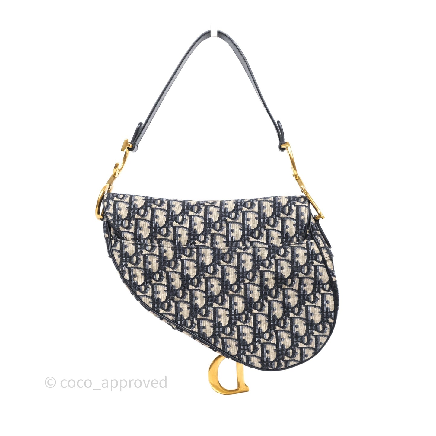 Dior Saddle Bag Navy Dior Oblique Embroidery Aged Gold Hardware