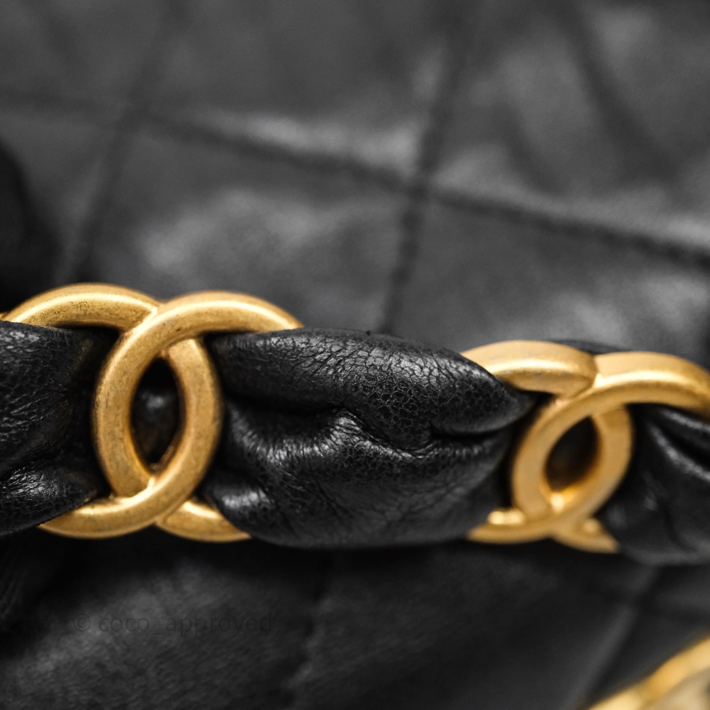 Chanel Small Hobo Bag Crumpled Black Lambskin Aged Gold Hardware