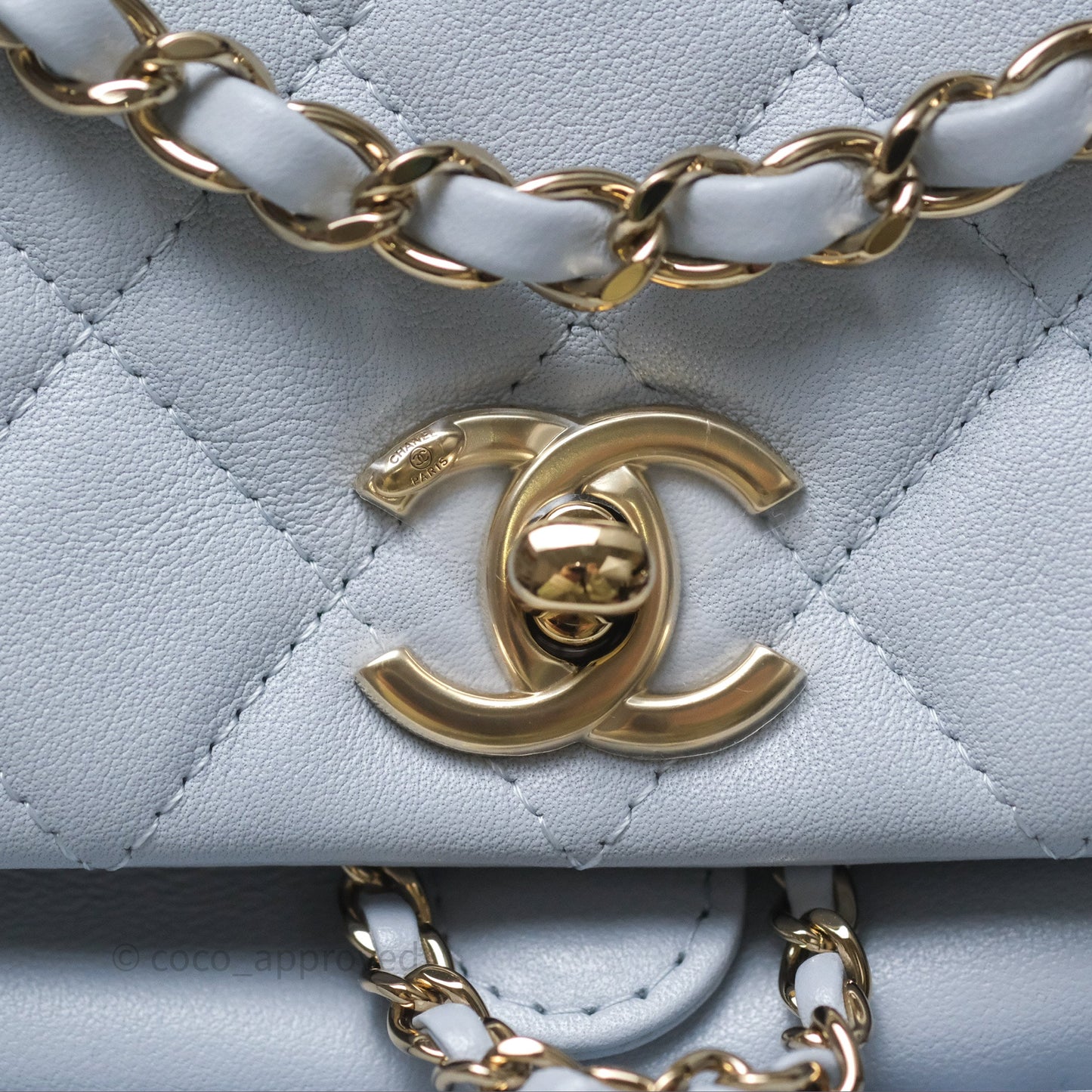 Chanel Quilted Large Duma Drawstring Backpack Light Blue Calfskin