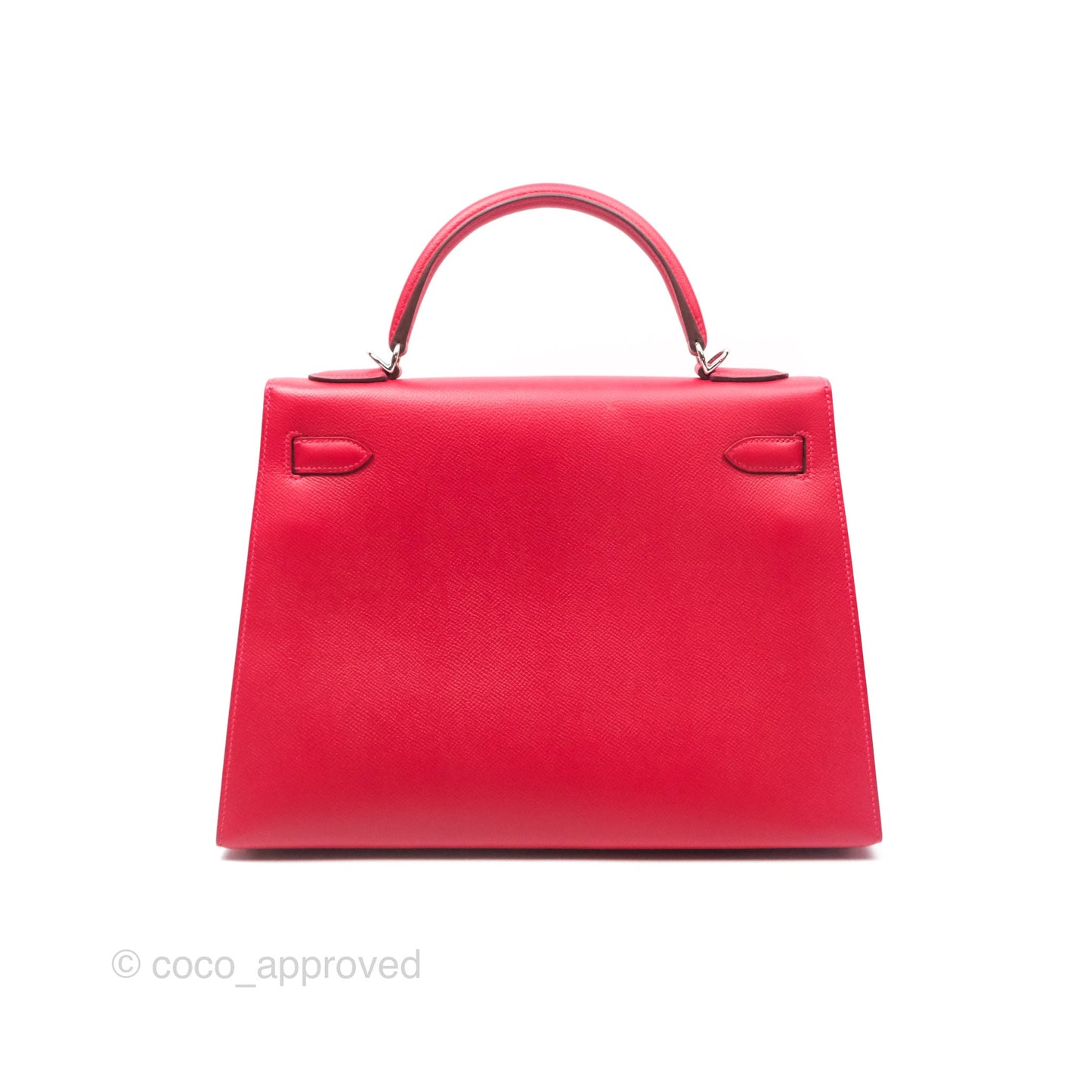 Hermès Kelly 32 Sellier Rouge Casaque Q5 Epsom Palladium Hardware