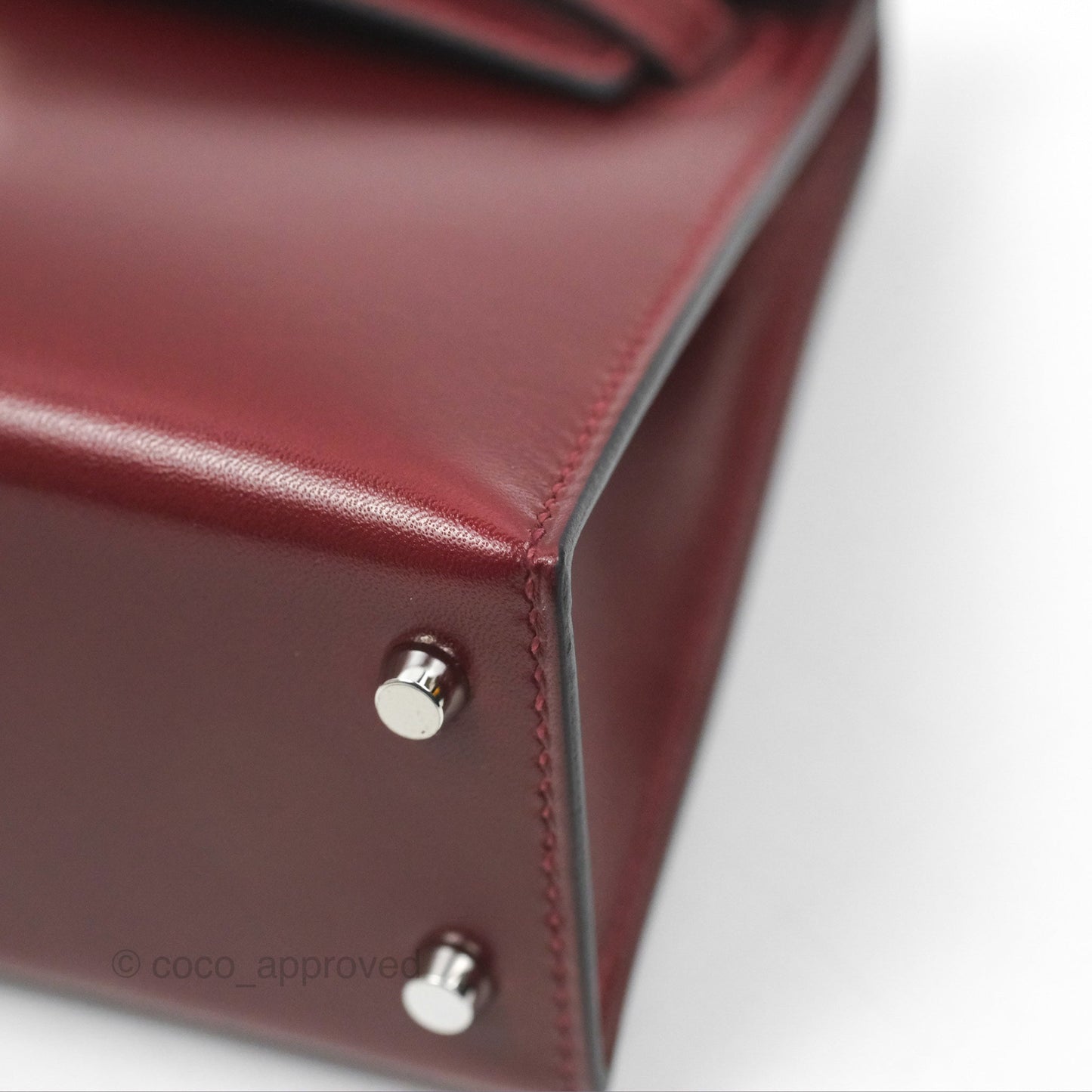 Hermès Mini Kelly II Sellier Rouge H Box Leather Palladium Hardware