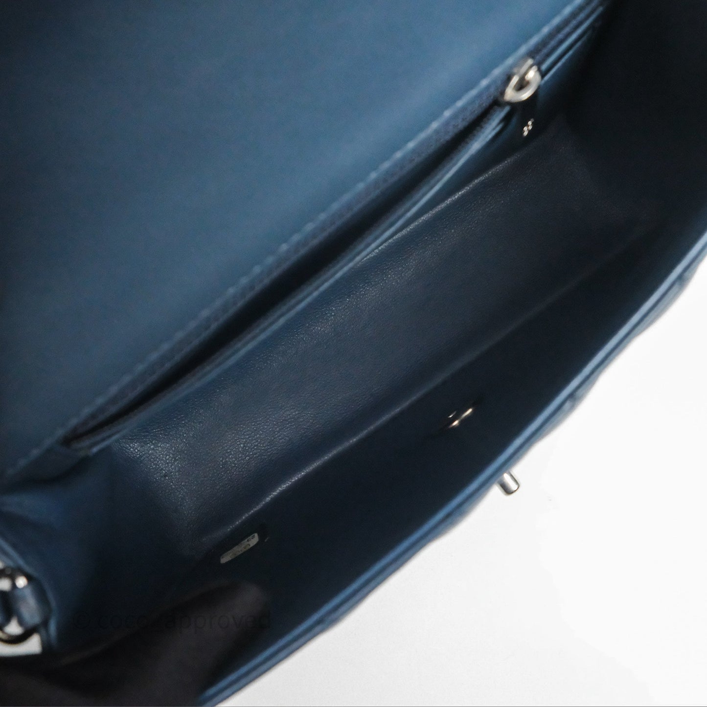 Chanel Quilted Mini Rectangular Navy Lambskin Silver Hardware