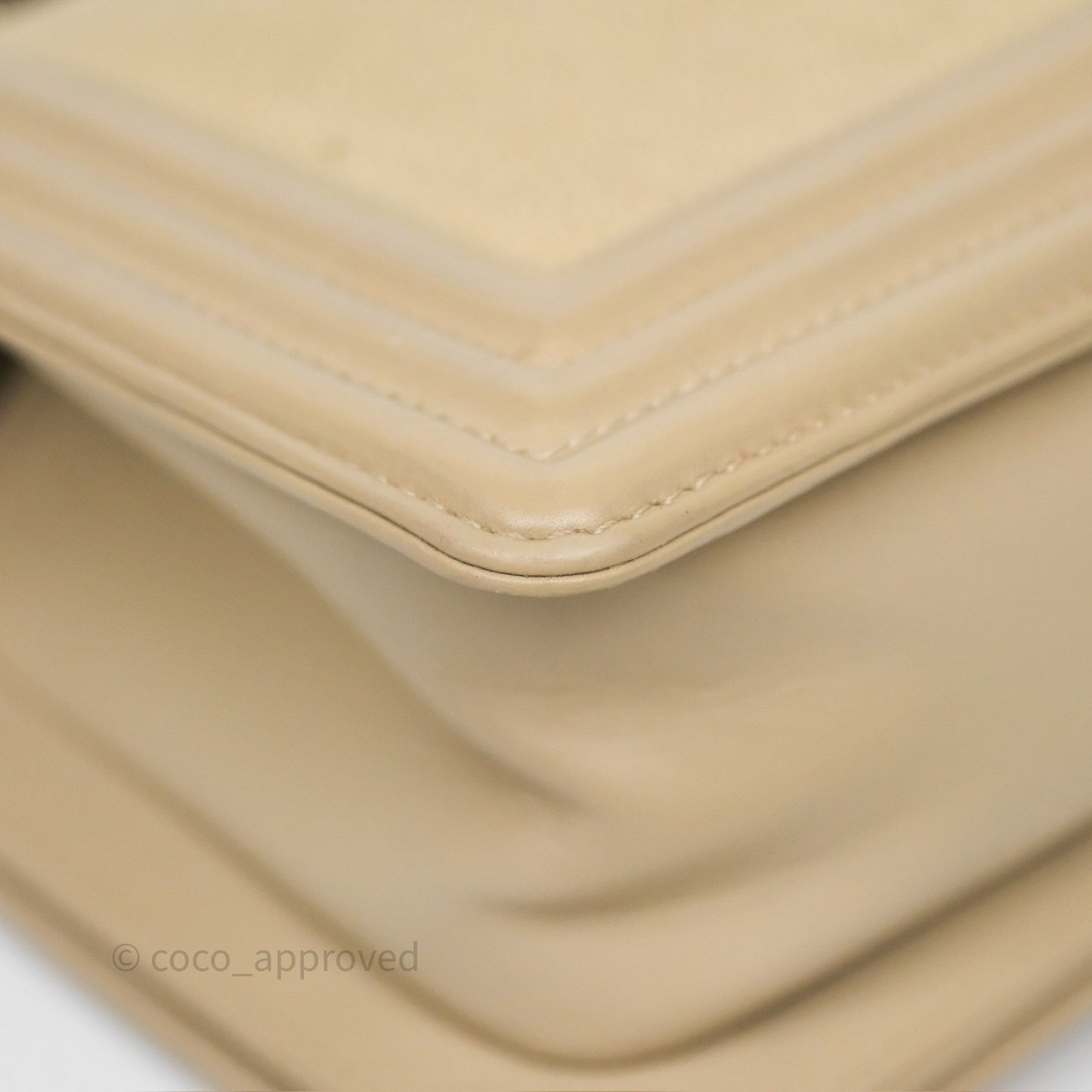 Chanel Small Boy Stingray Beige Antique Gold Hardware