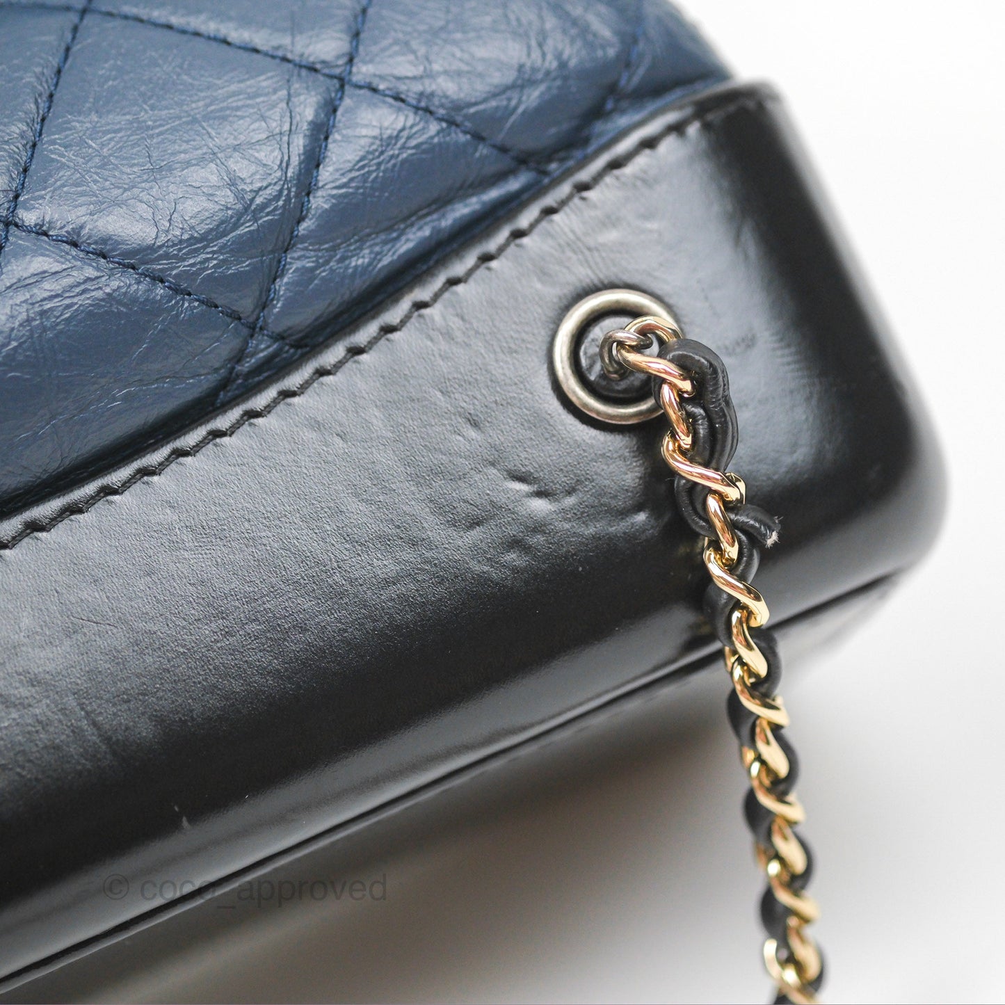 Chanel Small Gabrielle Backpack Navy Black Aged Calfskin