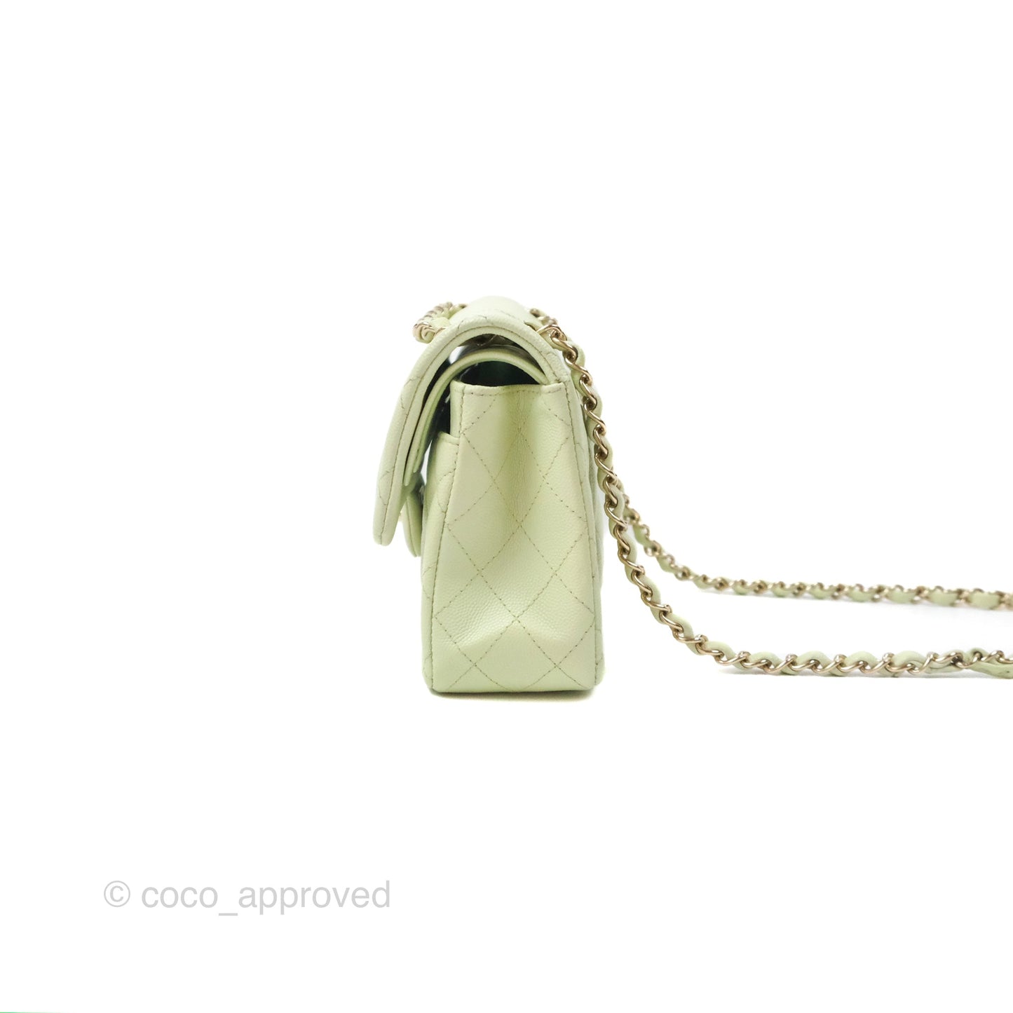 Chanel Small Quilted Classic Flap Mint Green Caviar Gold Hardware 22C