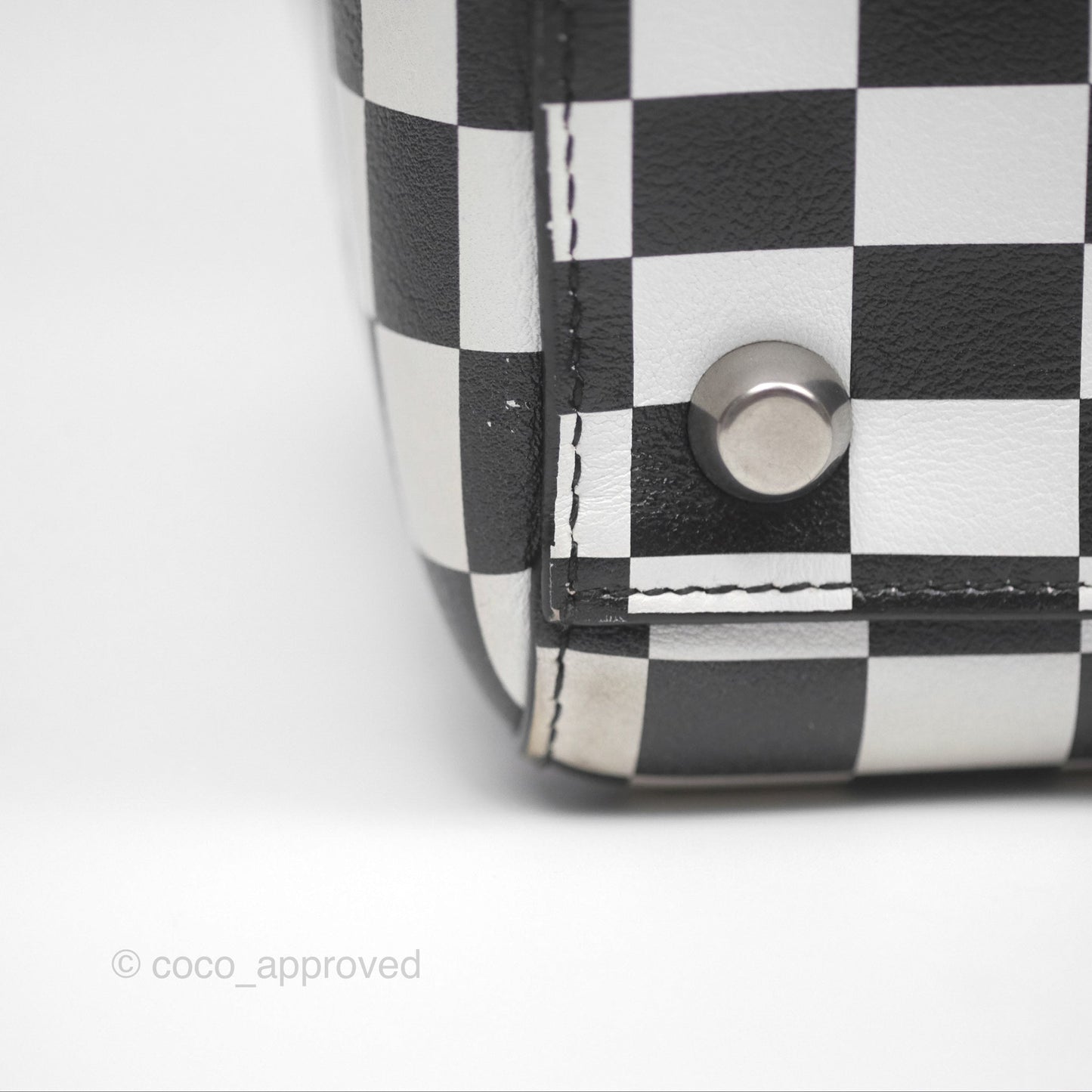 Christian Dior Medium Lady Dior Checkered Black/ White Calfskin
